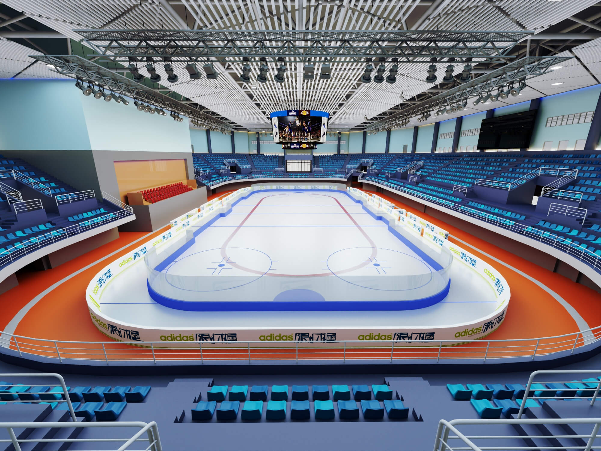 Indoor Ice Hockey Arena Stadium Lowpoly 3d Scene 3D Model