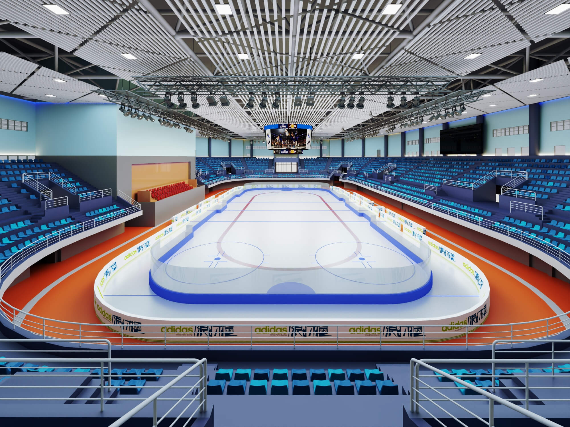 Indoor Ice Hockey Arena Stadium Lowpoly 3d Scene 3D Model