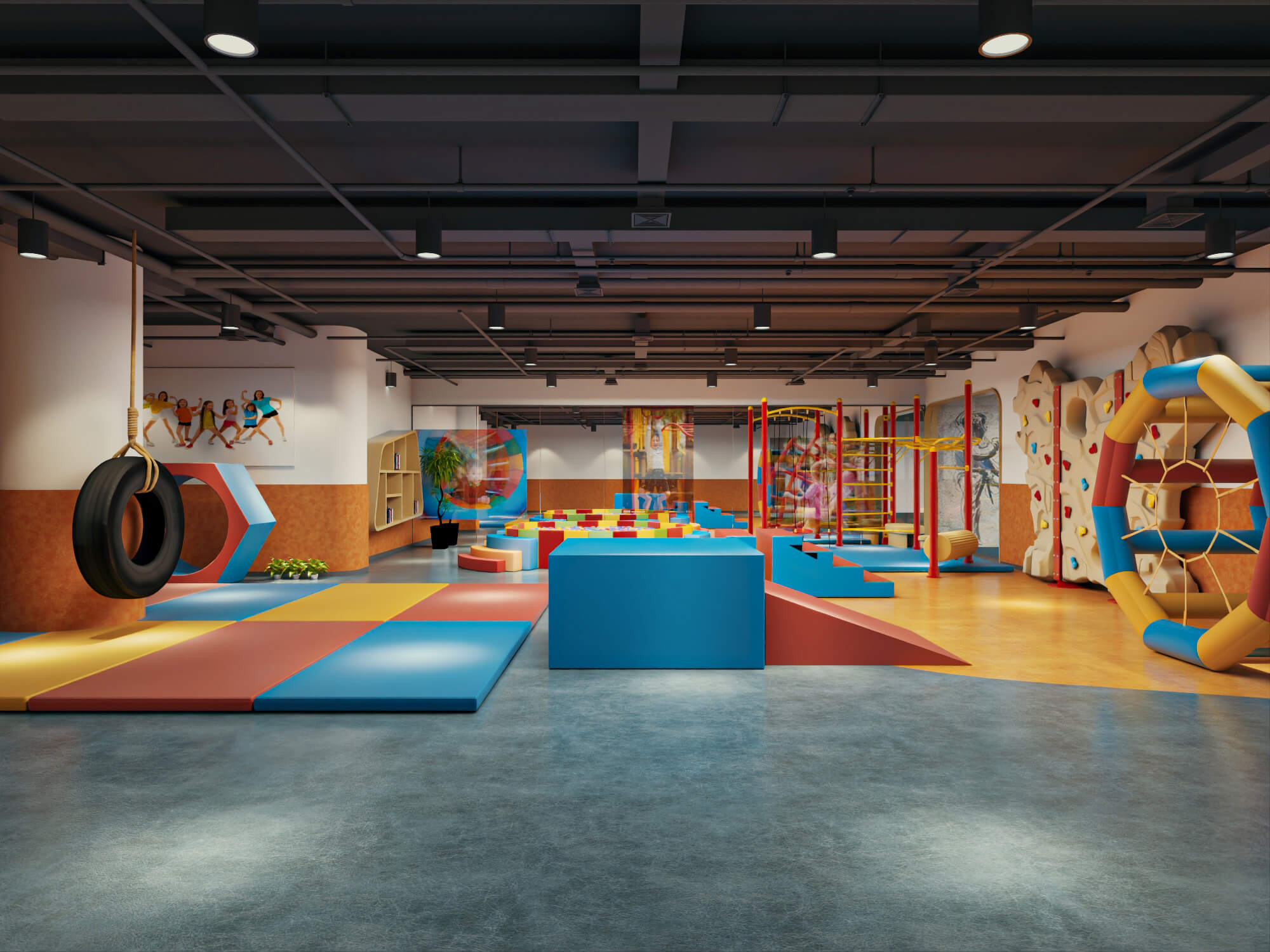 Indoor Kids Playground Interior Scene 3D Model