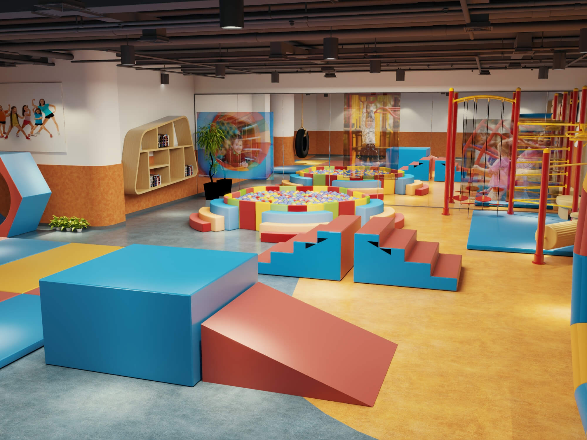 Indoor Kids Playground Interior Scene 3D Model