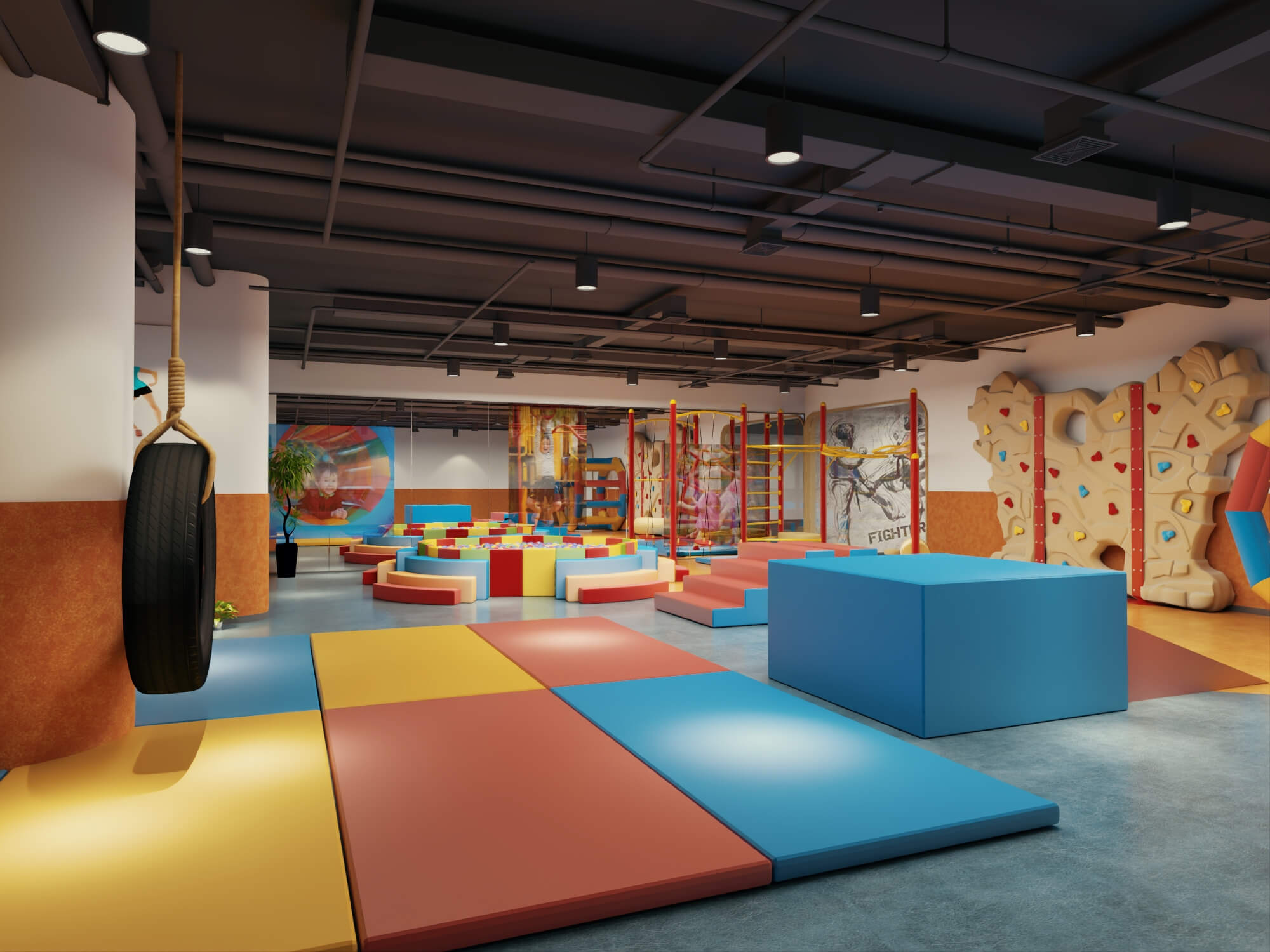 Indoor Kids Playground Interior Scene 3D Model