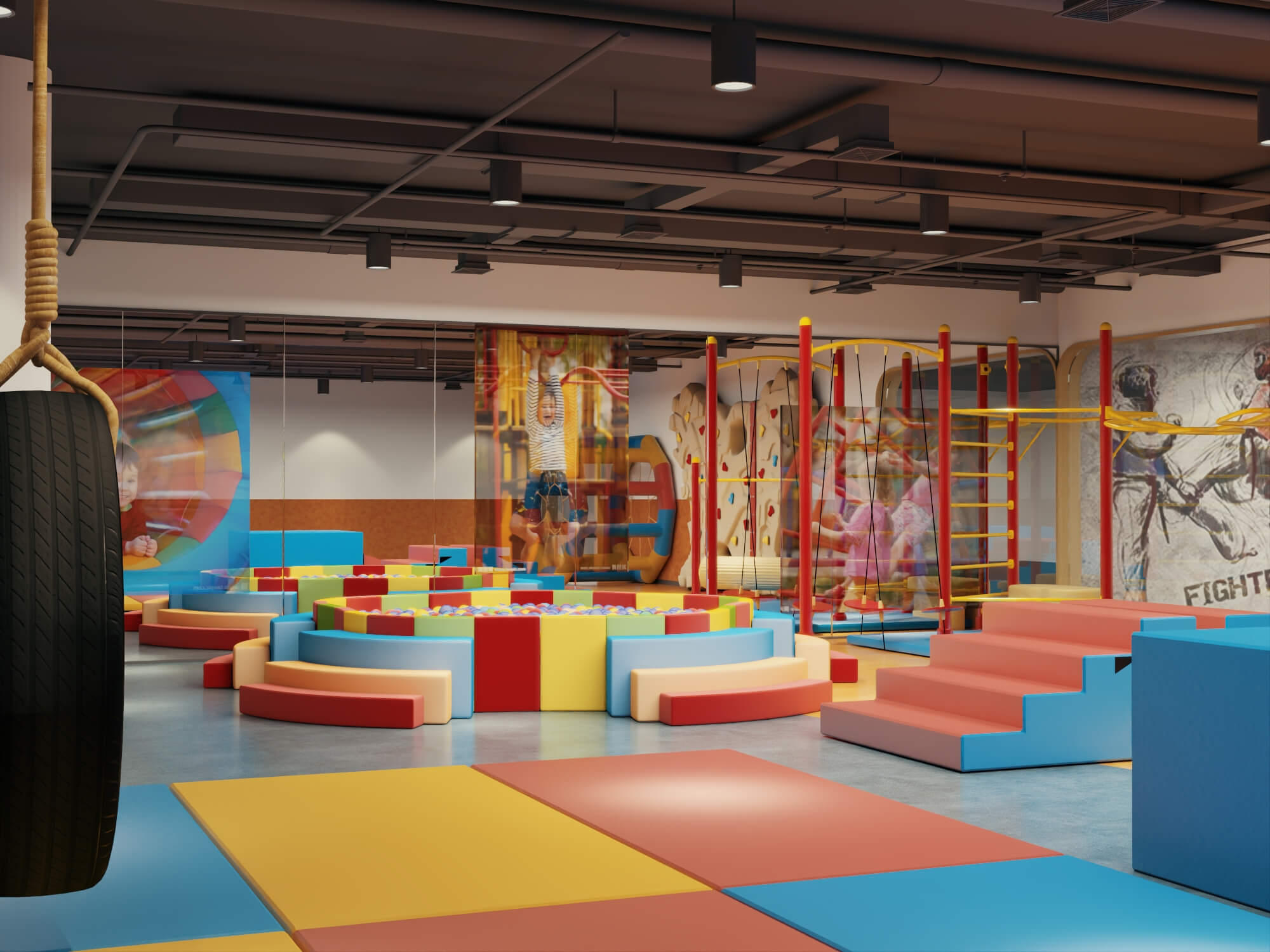 Indoor Kids Playground Interior Scene 3D Model