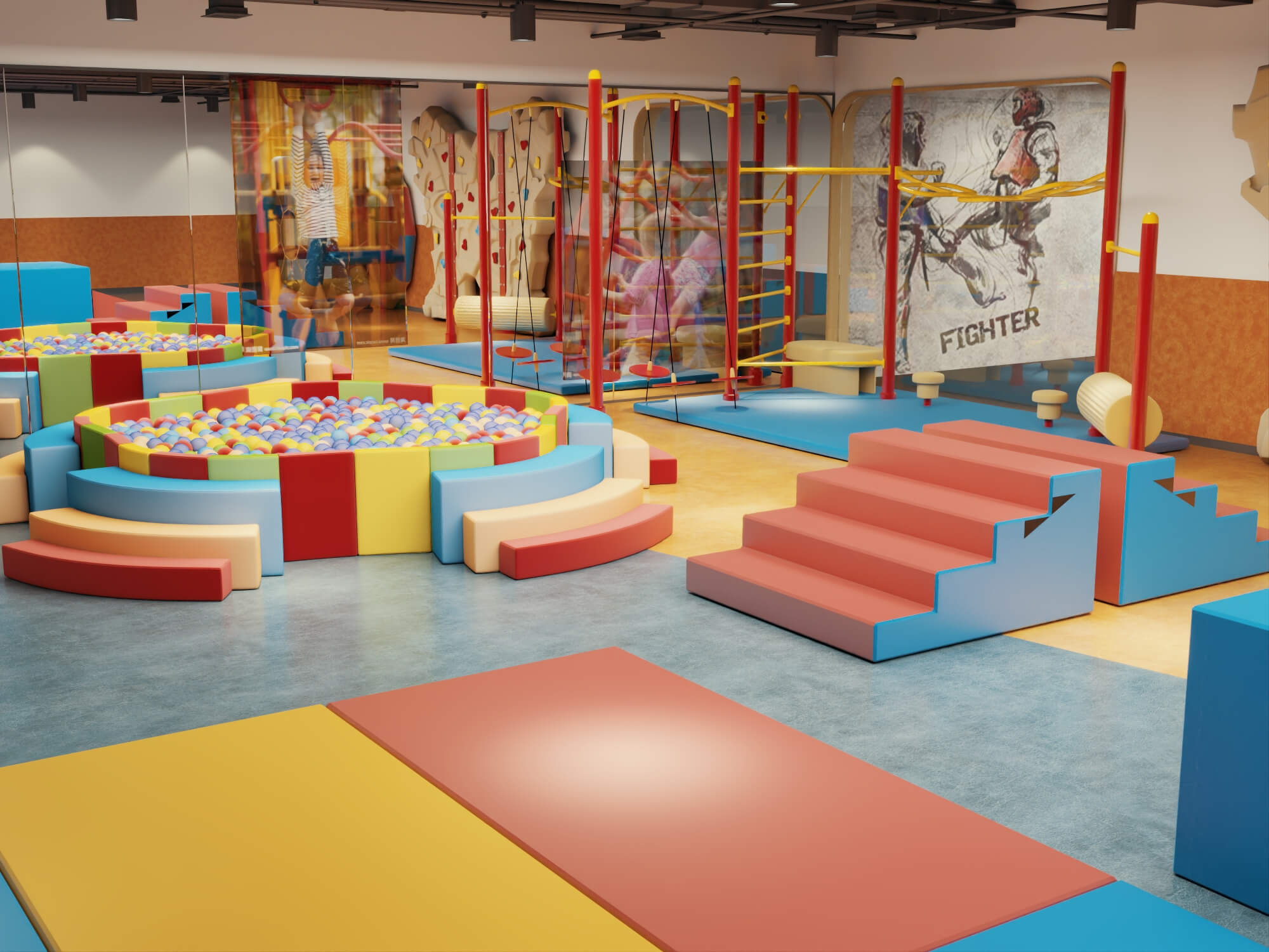 Indoor Kids Playground Interior Scene 3D Model