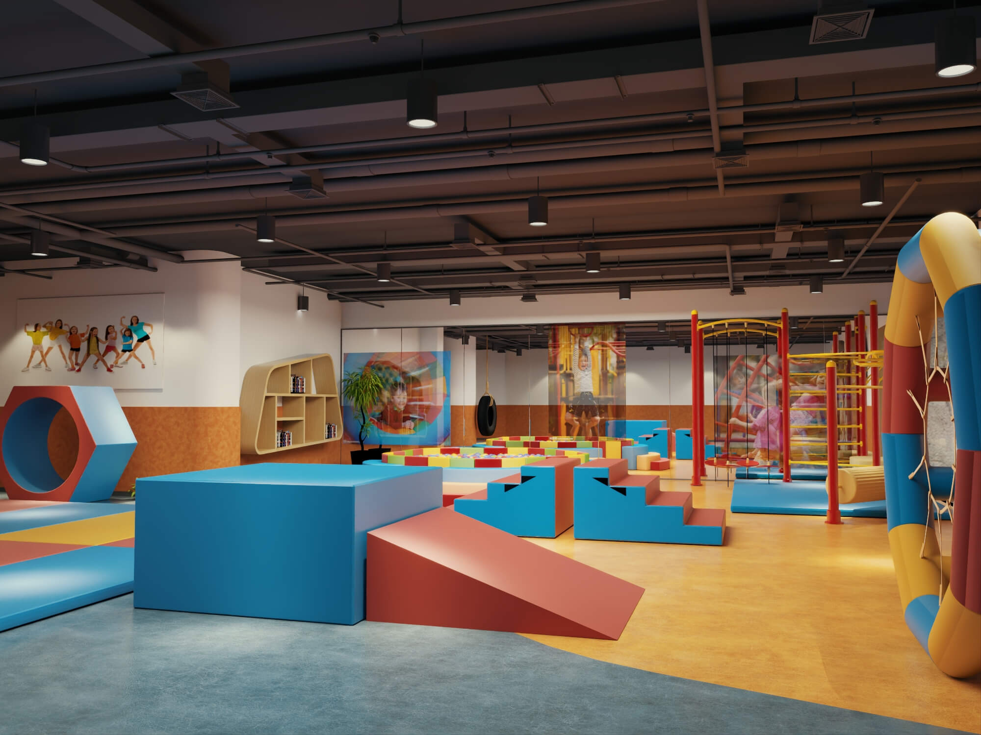 Indoor Kids Playground Interior Scene 3D Model