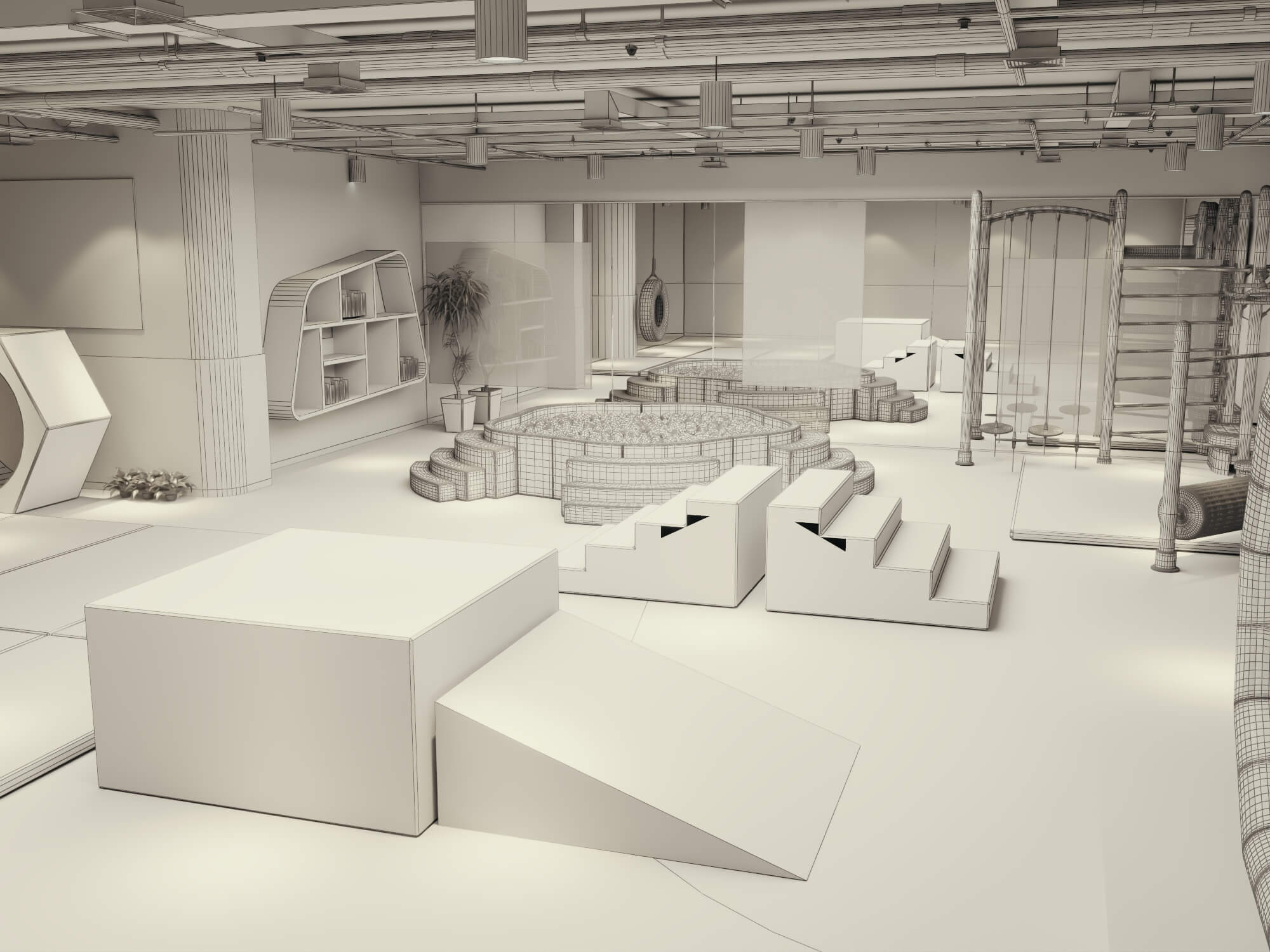 Indoor Kids Playground Interior Scene 3D Model