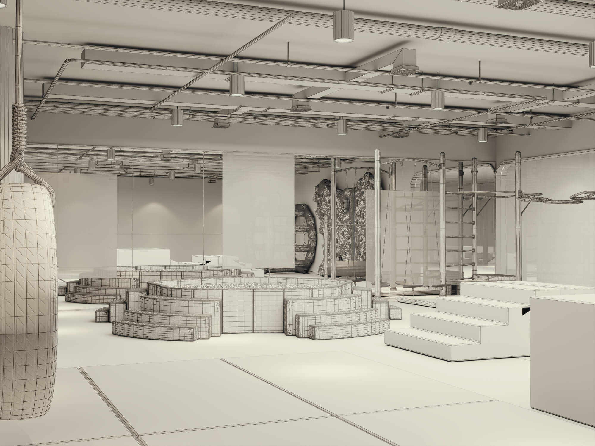 Indoor Kids Playground Interior Scene 3D Model