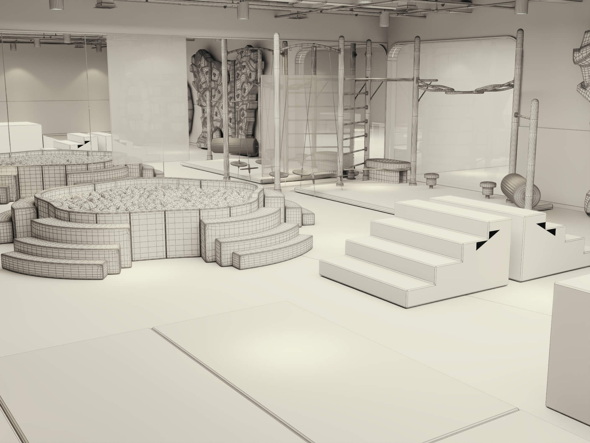 Indoor Kids Playground Interior Scene 3D Model