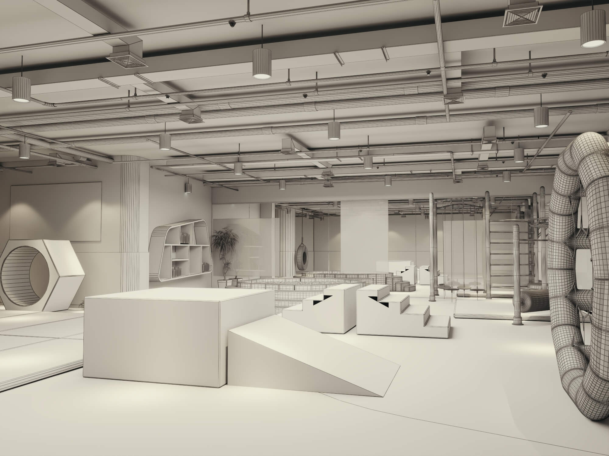 Indoor Kids Playground Interior Scene 3D Model