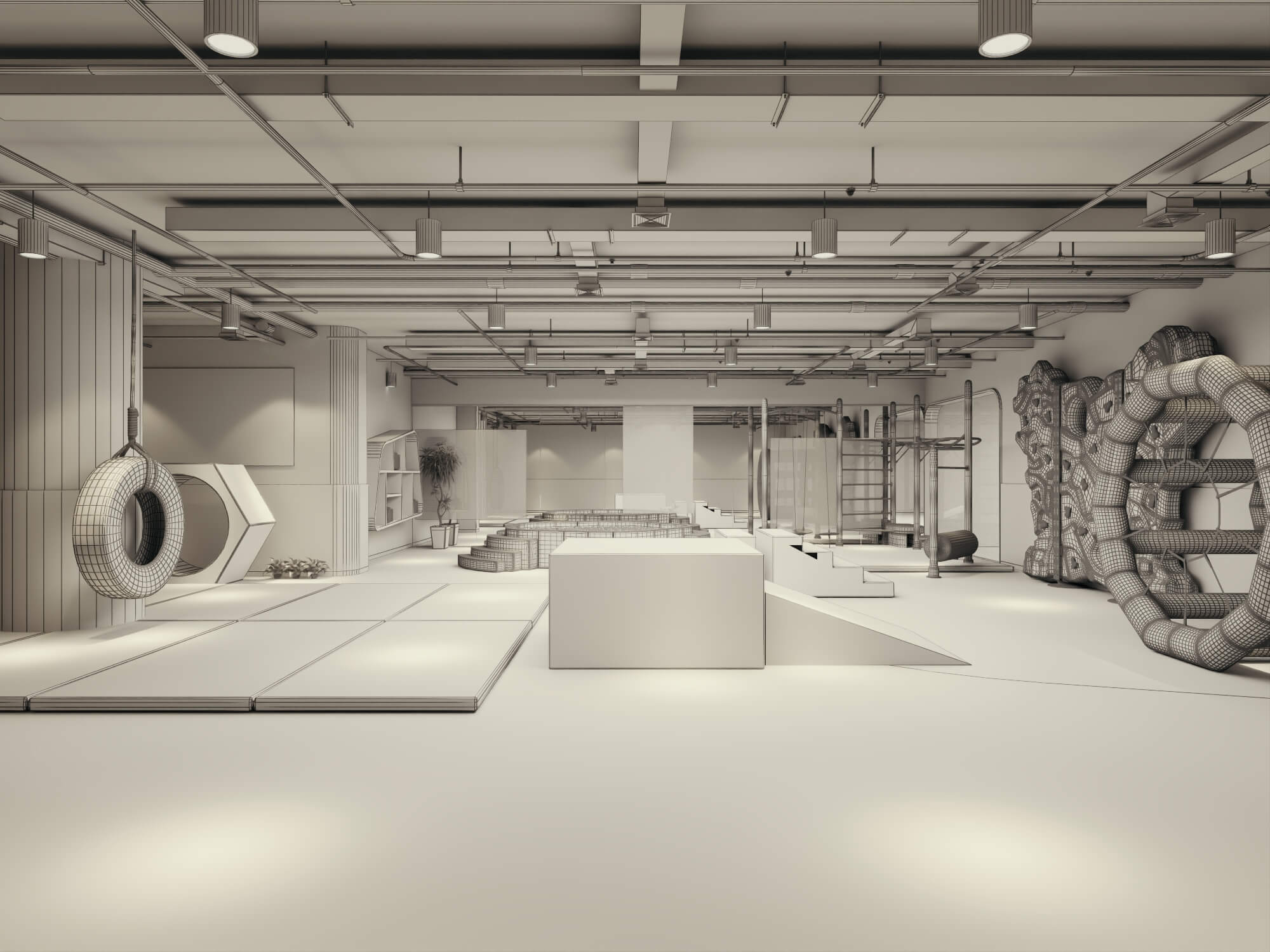 Indoor Kids Playground Interior Scene 3D Model