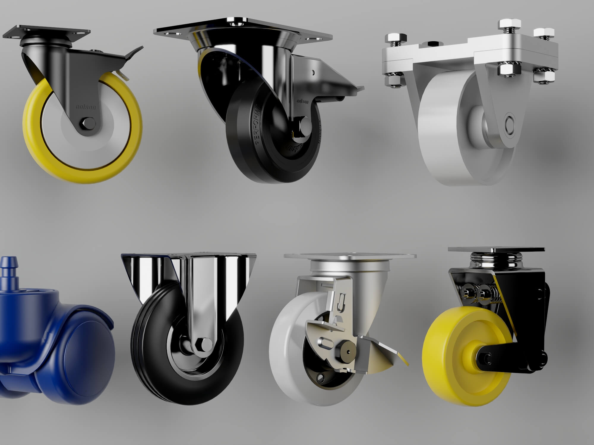 Industrial Caster Wheel Collection 3D Model