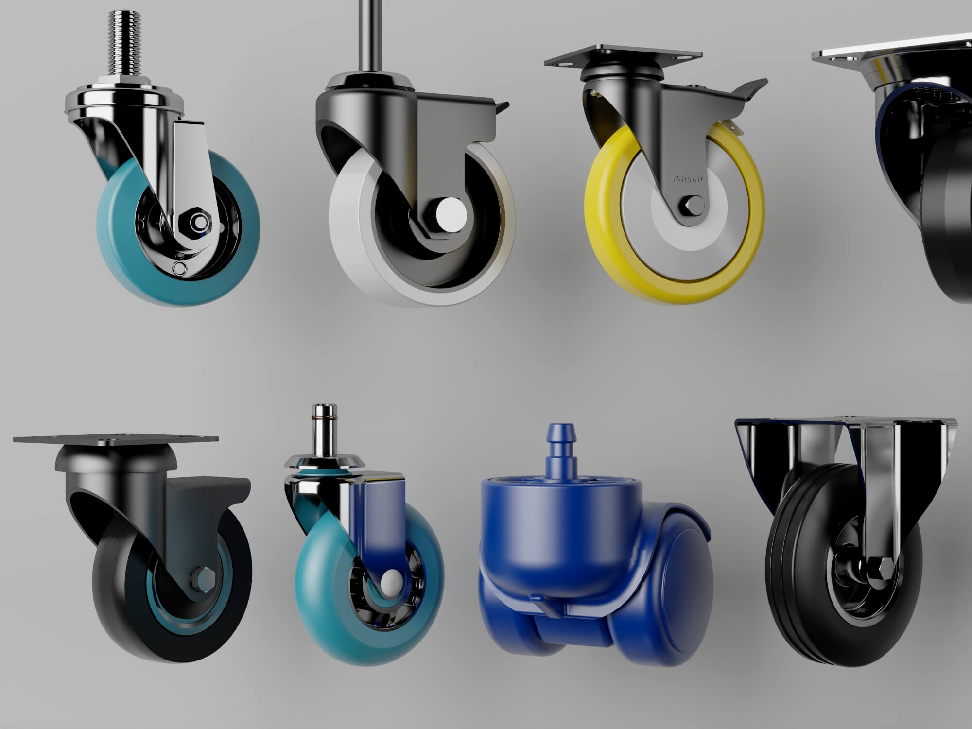 Industrial Caster Wheel Collection 3D Model