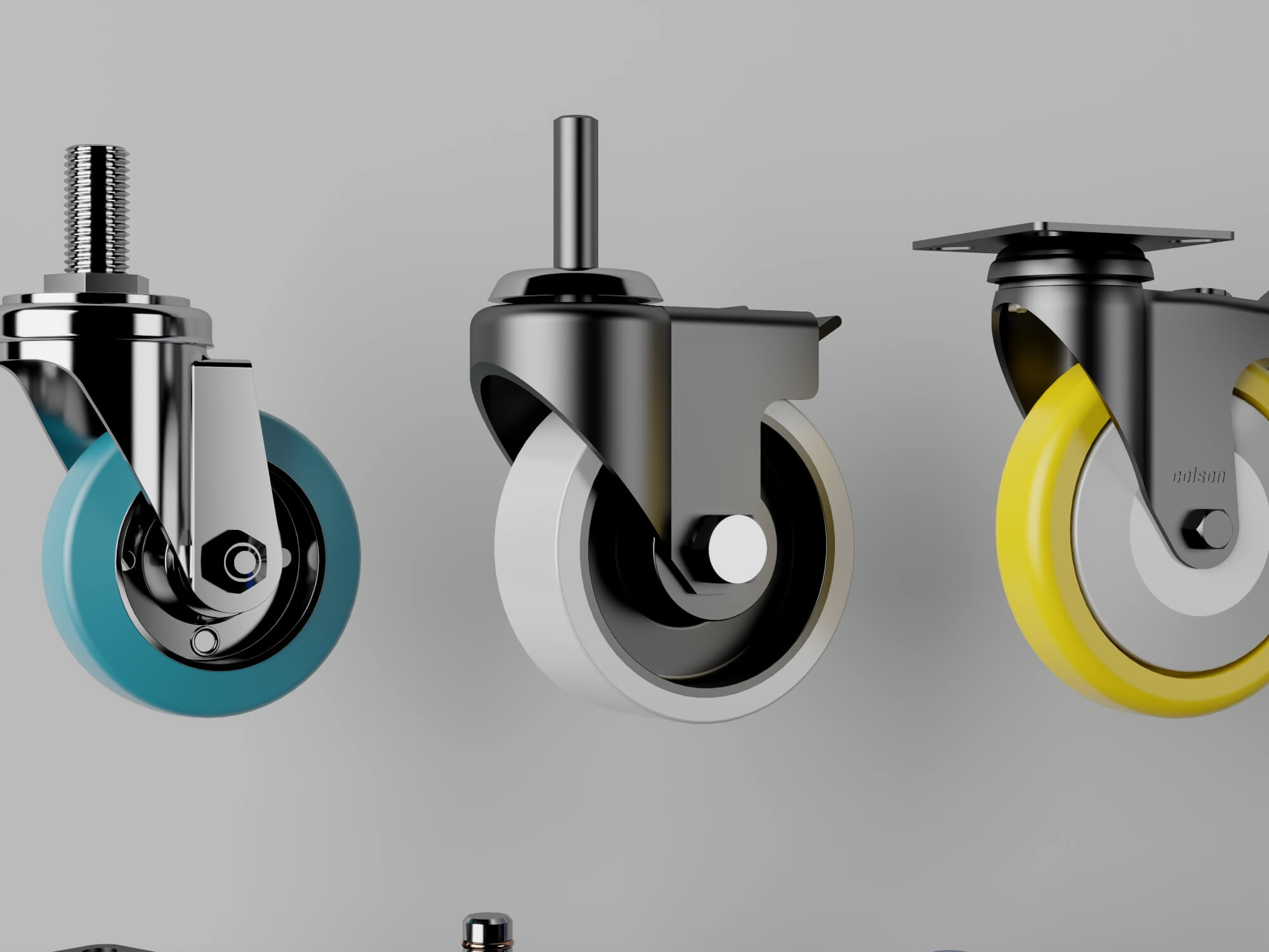 Industrial Caster Wheel Collection 3D Model