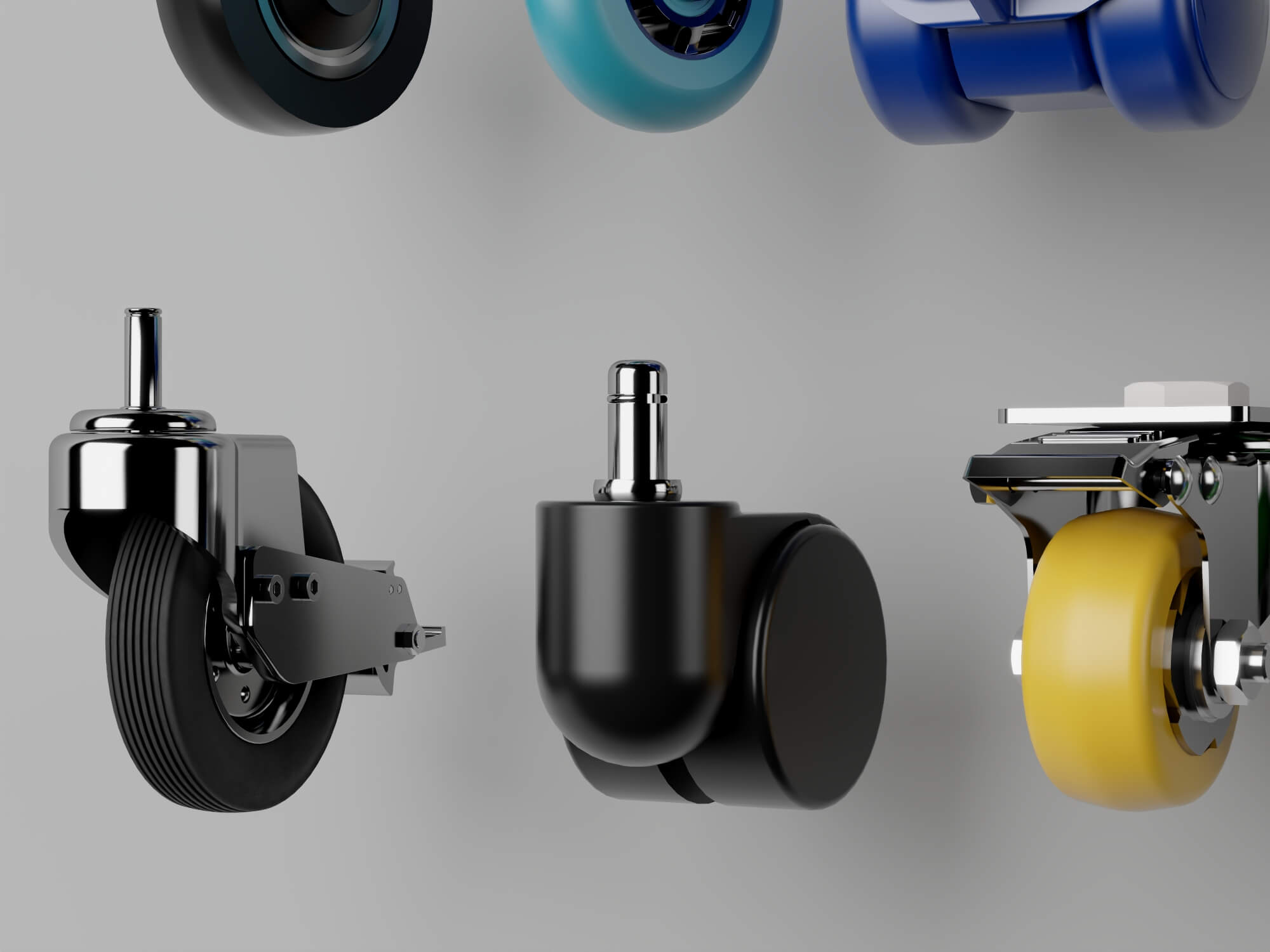Industrial Caster Wheel Collection 3D Model