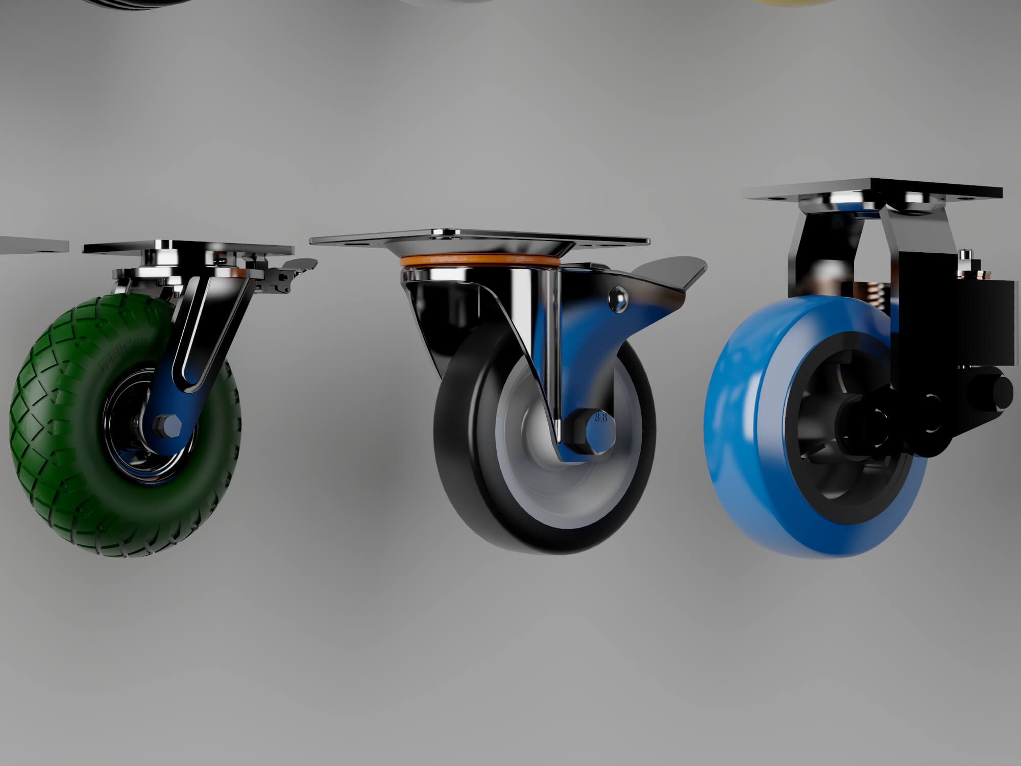 Industrial Caster Wheel Collection 3D Model