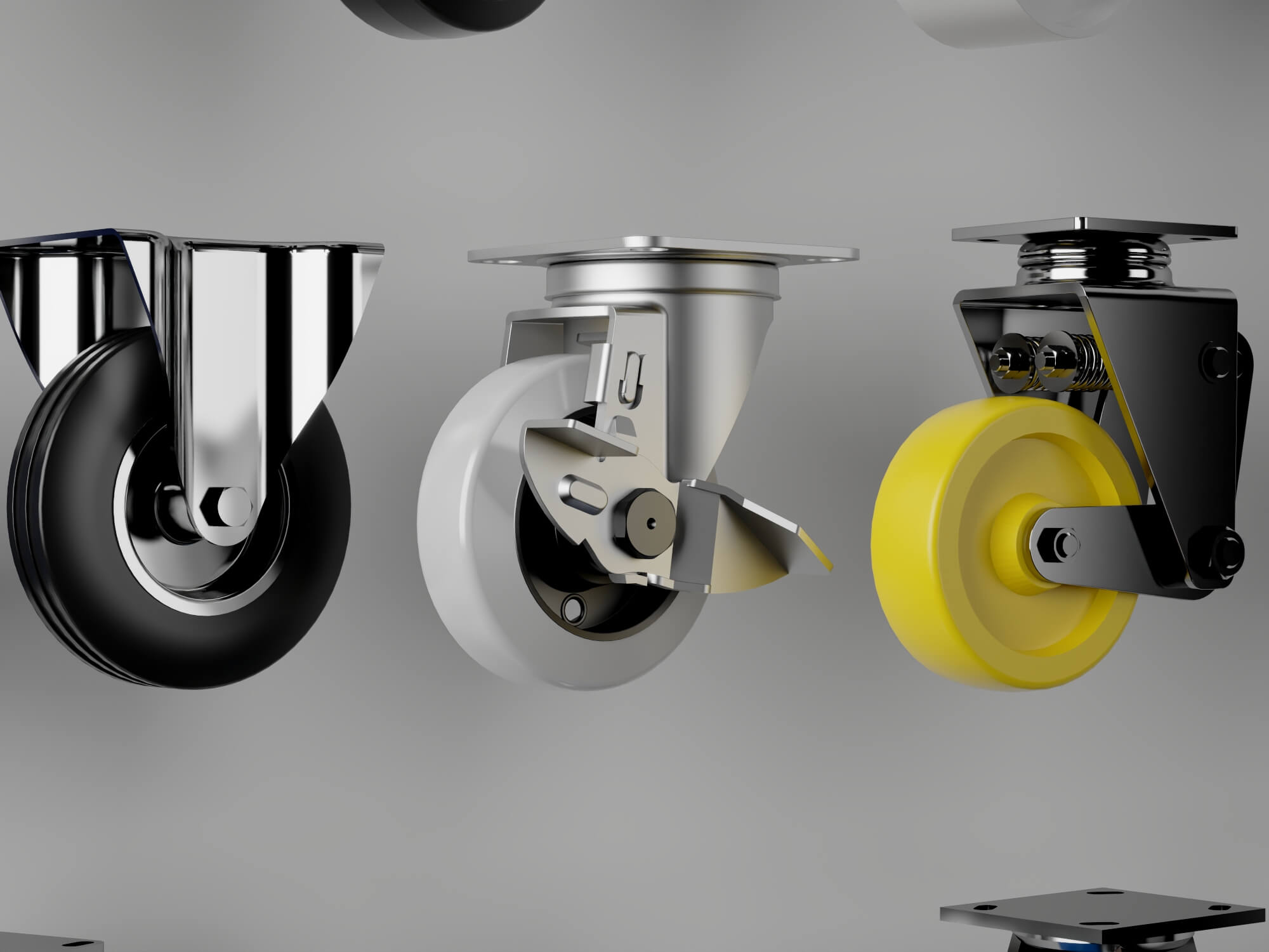 Industrial Caster Wheel Collection 3D Model