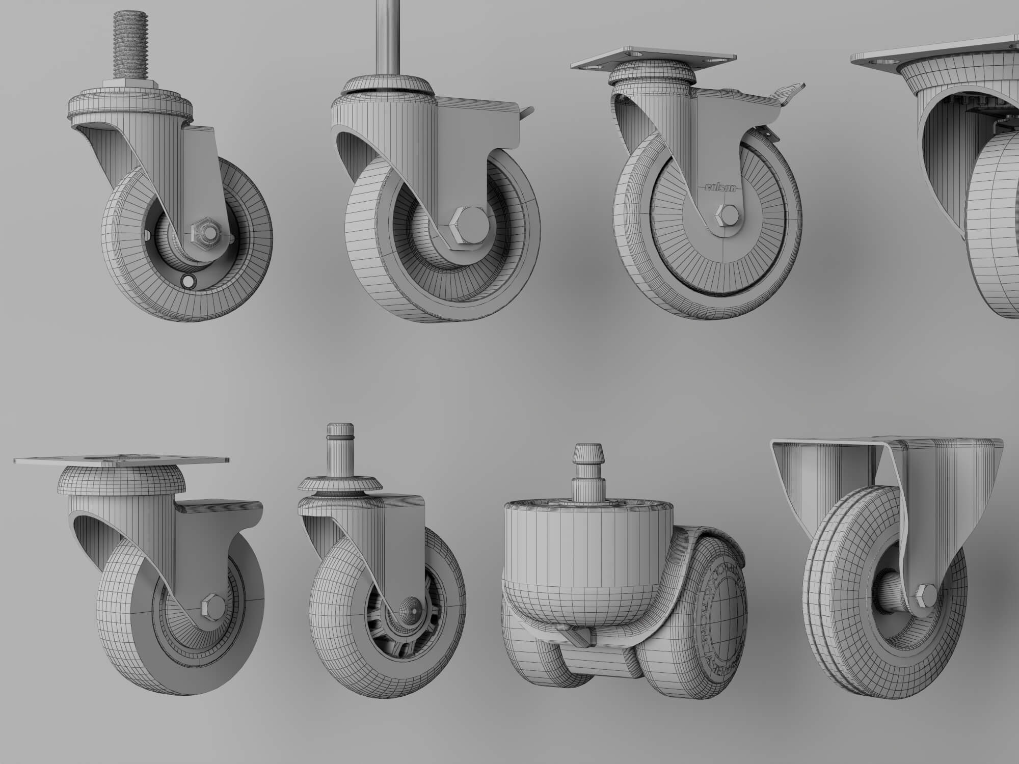 Industrial Caster Wheel Collection 3D Model