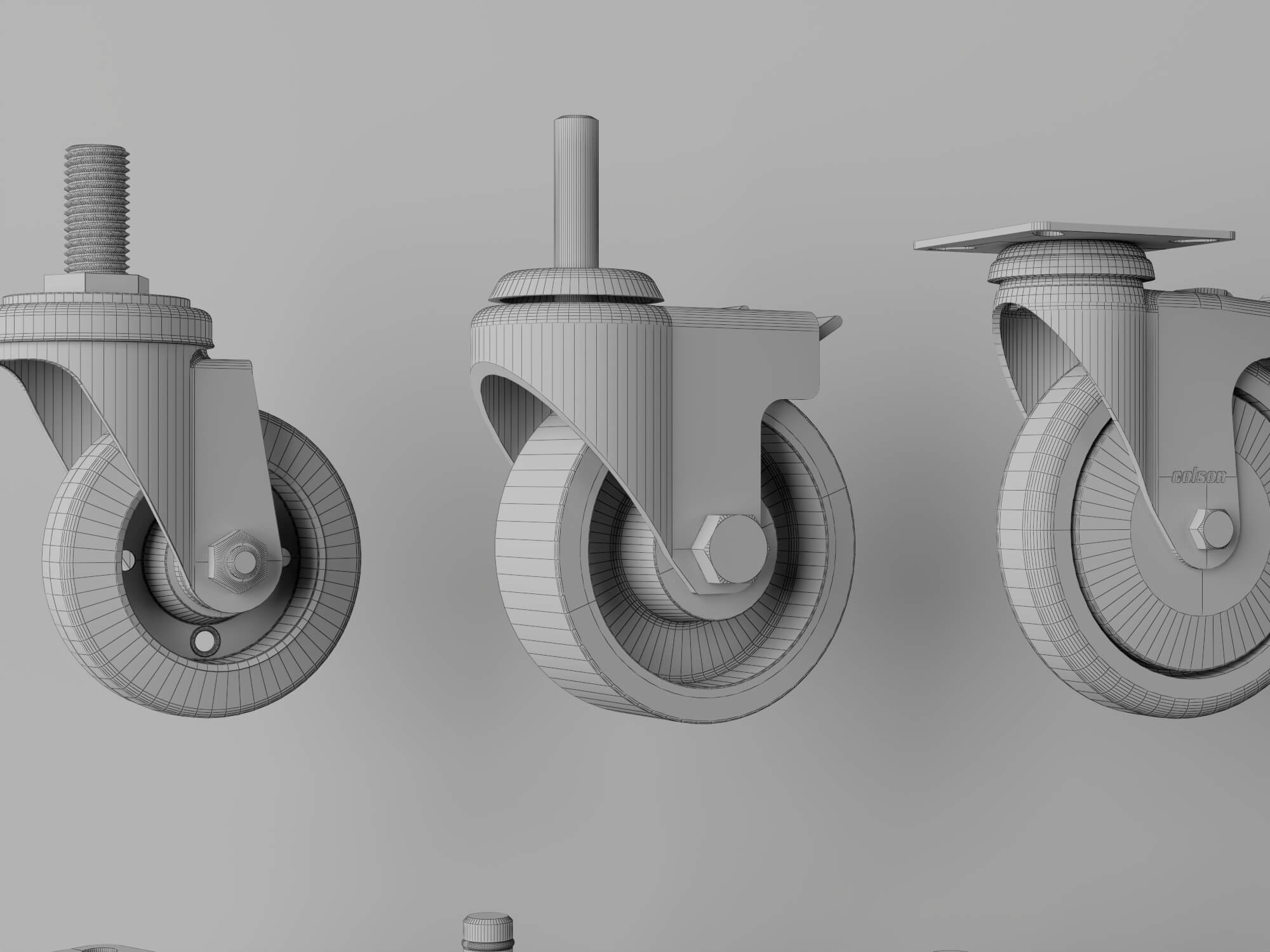 Industrial Caster Wheel Collection 3D Model