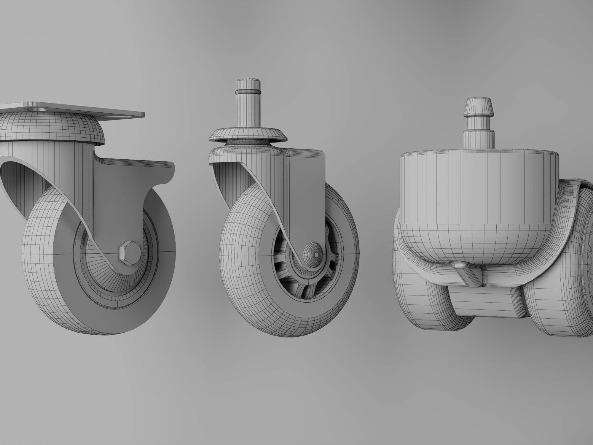 Industrial Caster Wheel Collection 3D Model