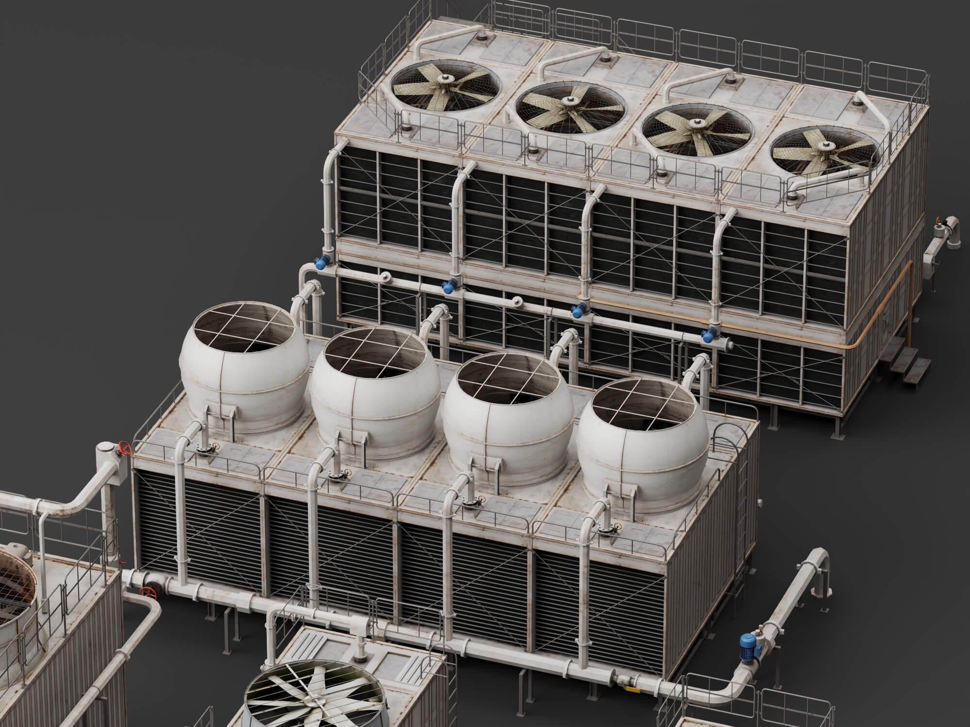 Industrial Cooling Tower Pack 3D Model 3D Model