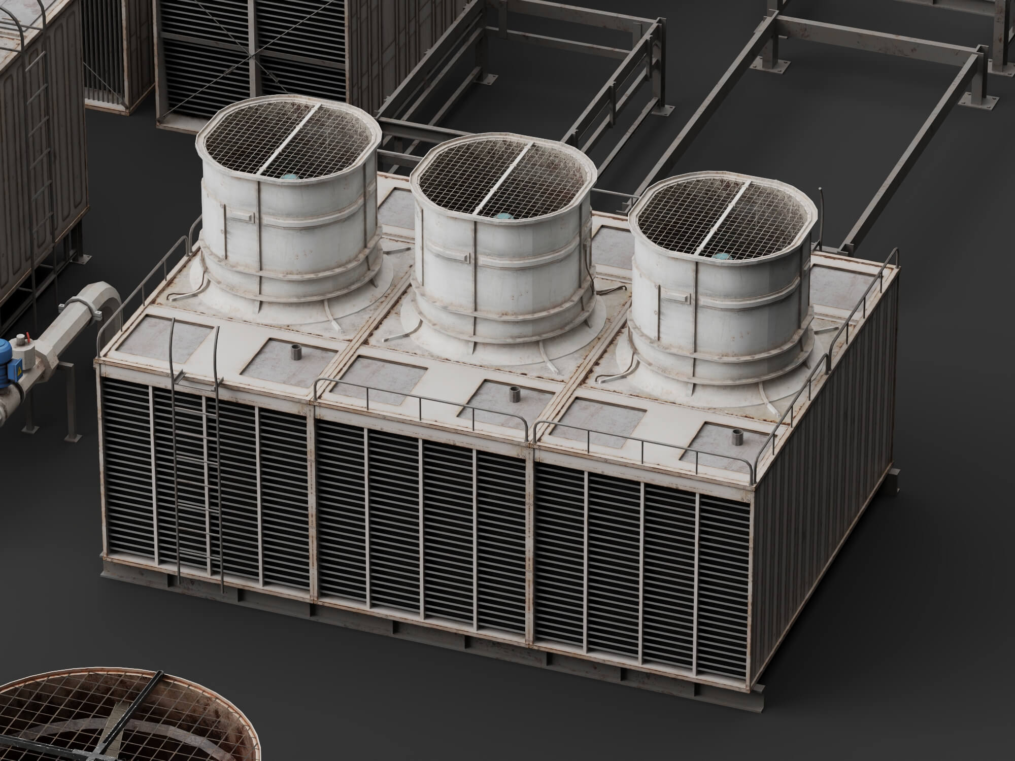 Industrial Cooling Tower Pack 3D Model 3D Model
