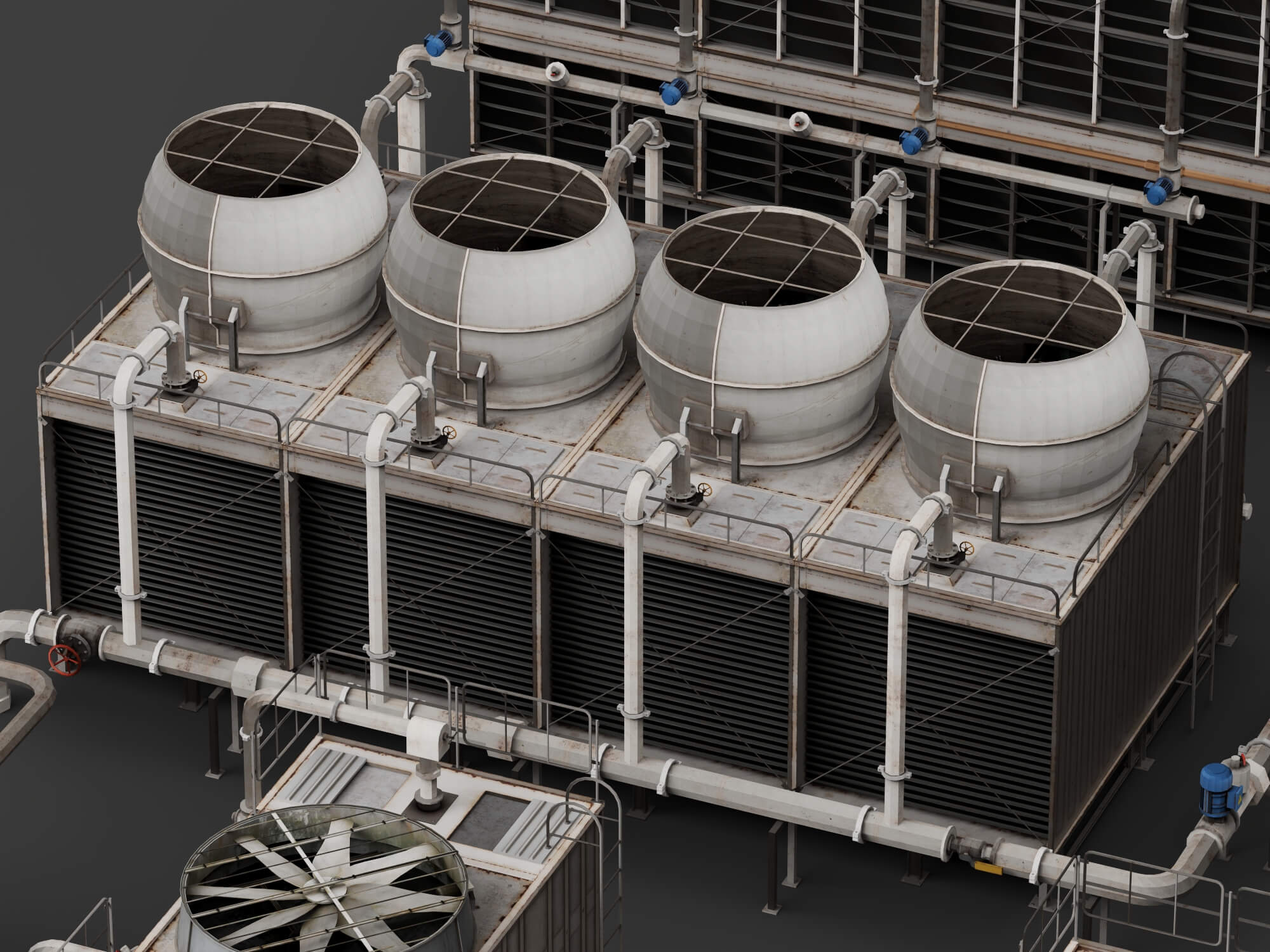 Industrial Cooling Tower Pack 3D Model 3D Model