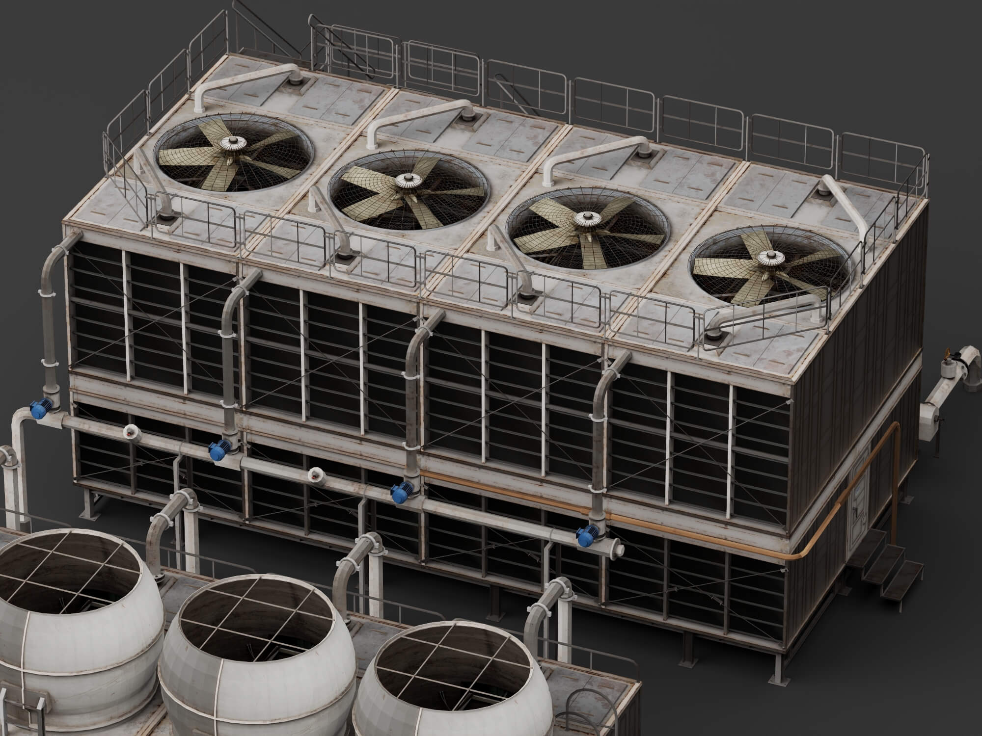 Industrial Cooling Tower Pack 3D Model 3D Model