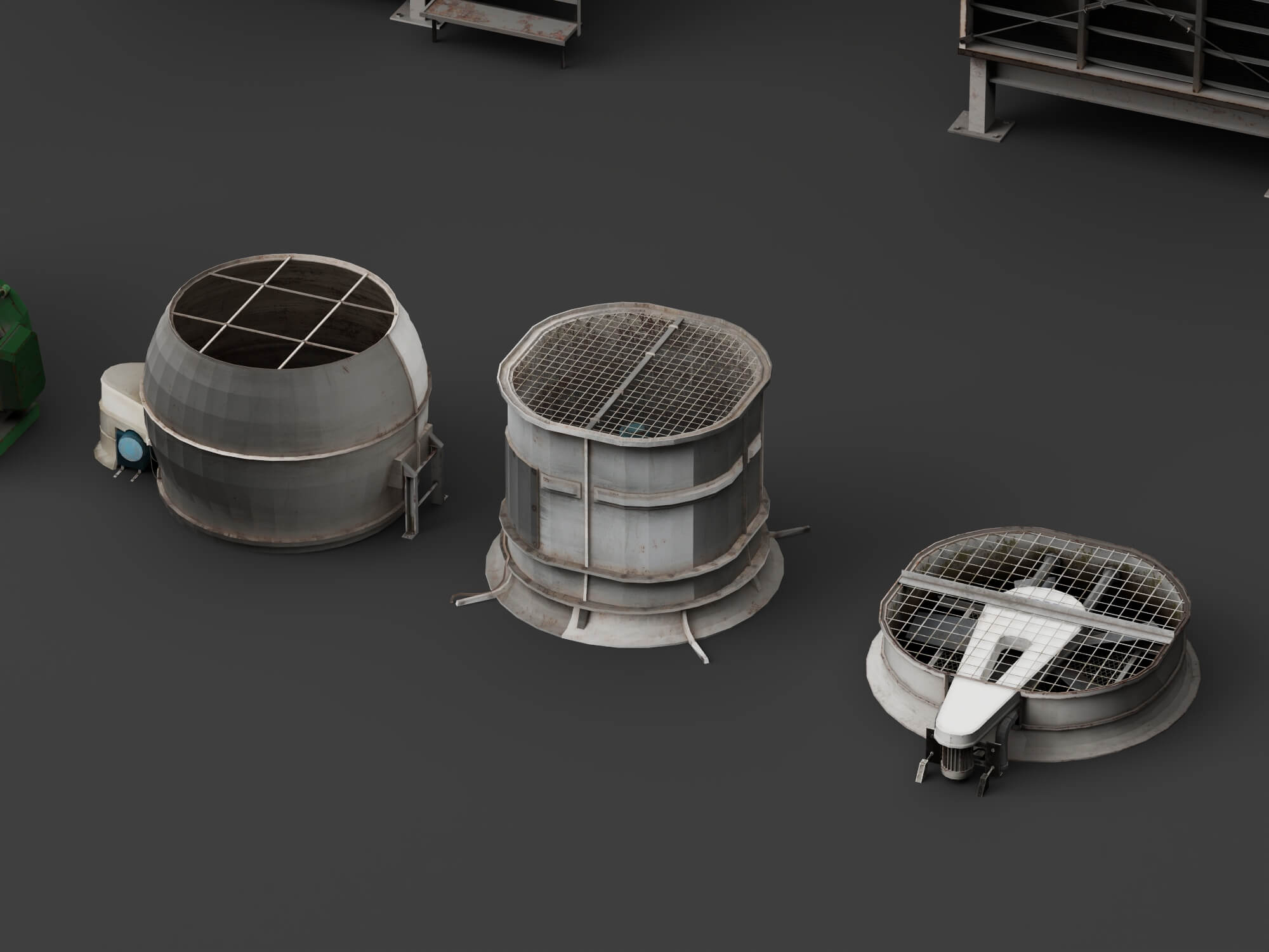 Industrial Cooling Tower Pack 3D Model 3D Model