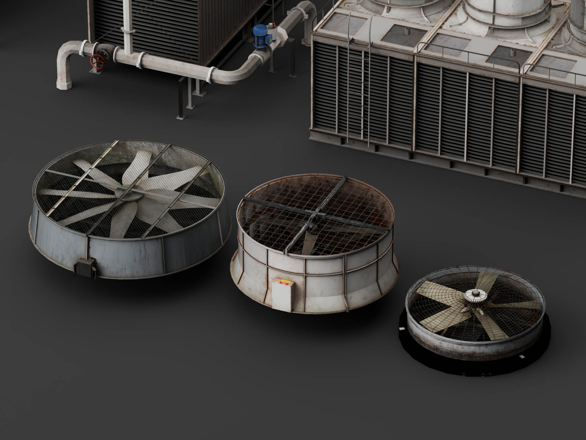 Industrial Cooling Tower Pack 3D Model 3D Model