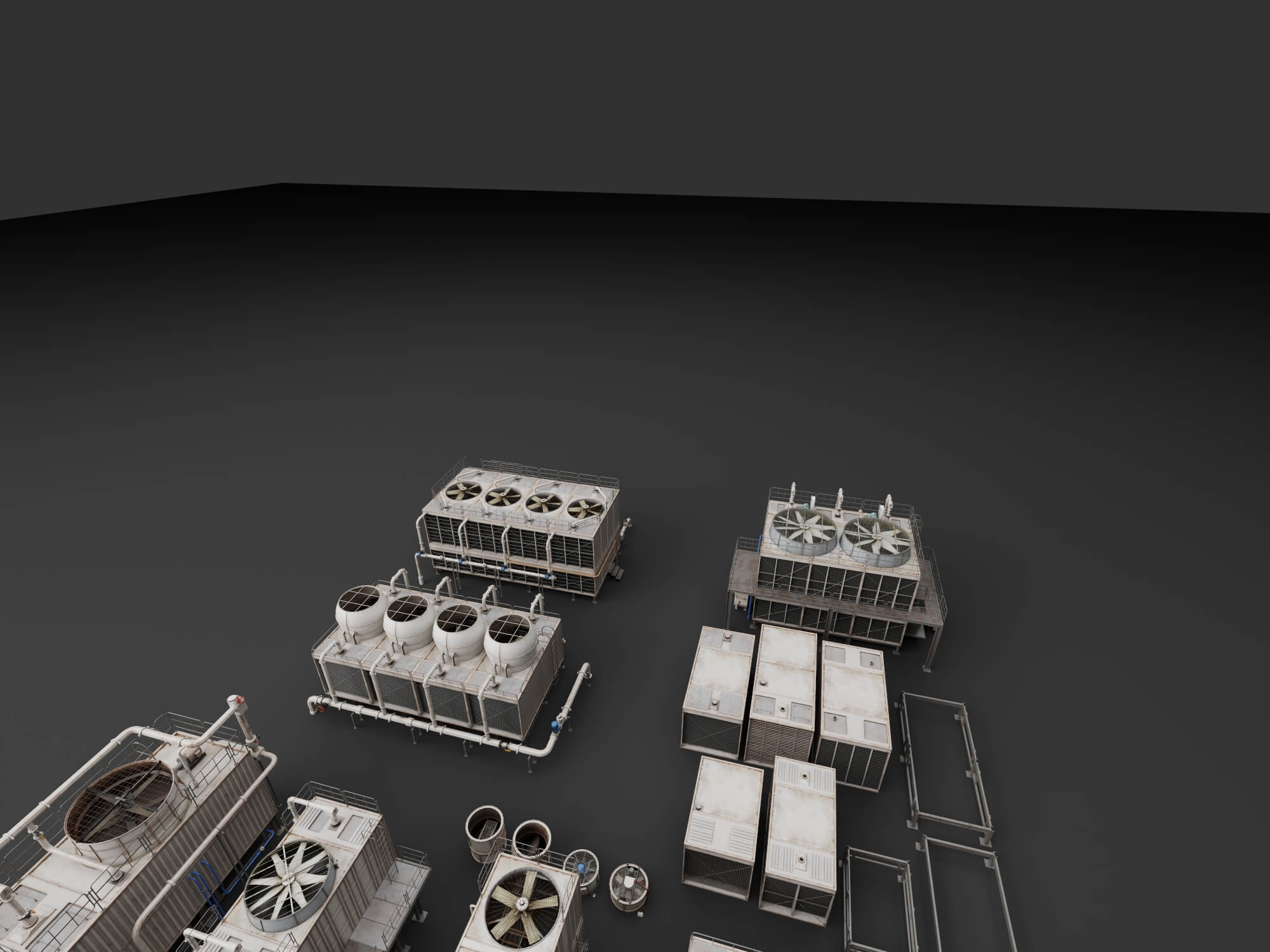 Industrial Cooling Tower Pack 3D Model 3D Model