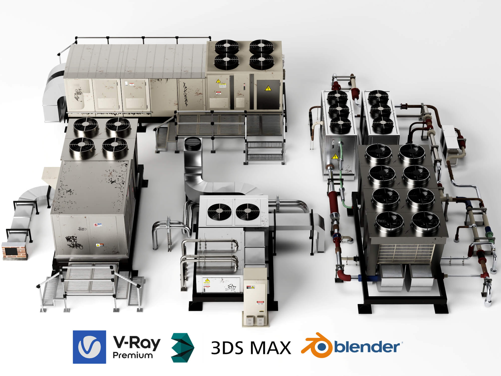 Industrial HVAC Equipment 3D Model Pack 3D Model