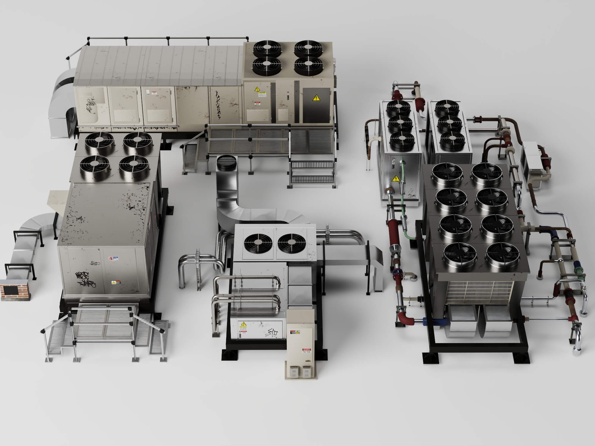 Industrial HVAC Equipment 3D Model Pack 3D Model