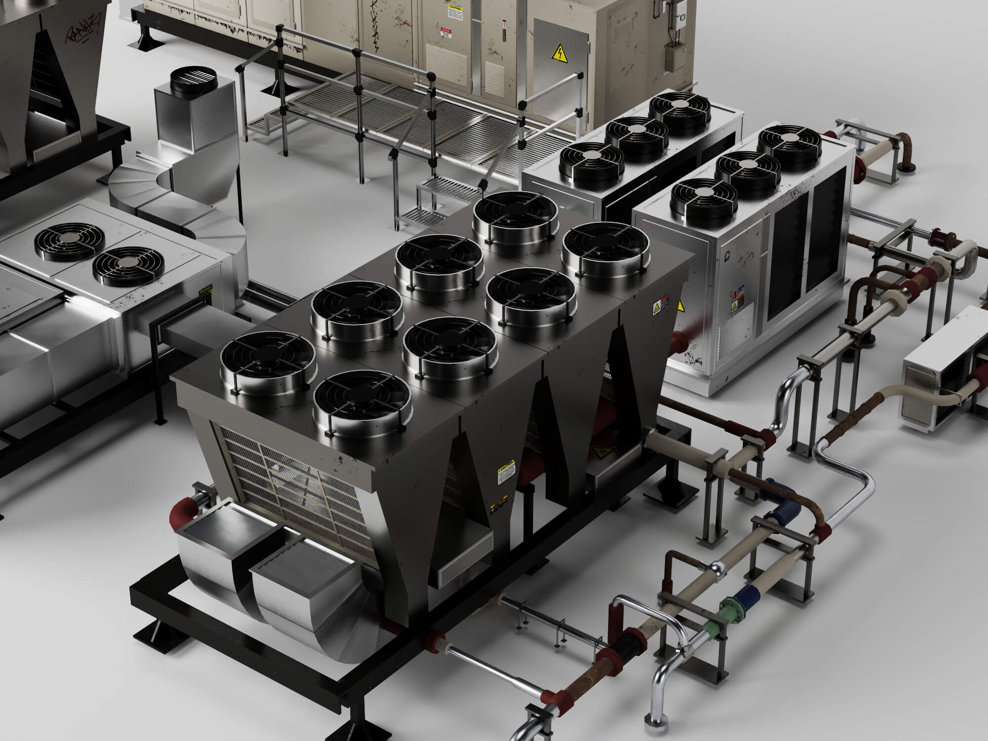 Industrial HVAC Equipment 3D Model Pack 3D Model