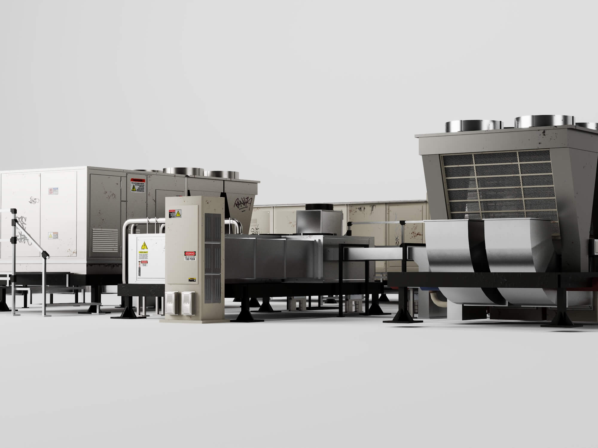 Industrial HVAC Equipment 3D Model Pack 3D Model
