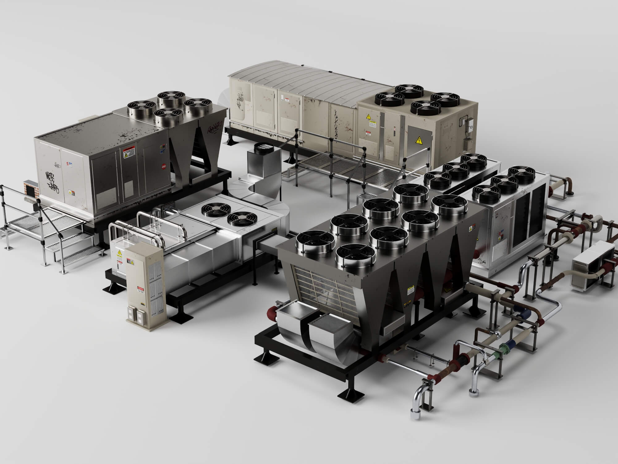 Industrial HVAC Equipment 3D Model Pack 3D Model