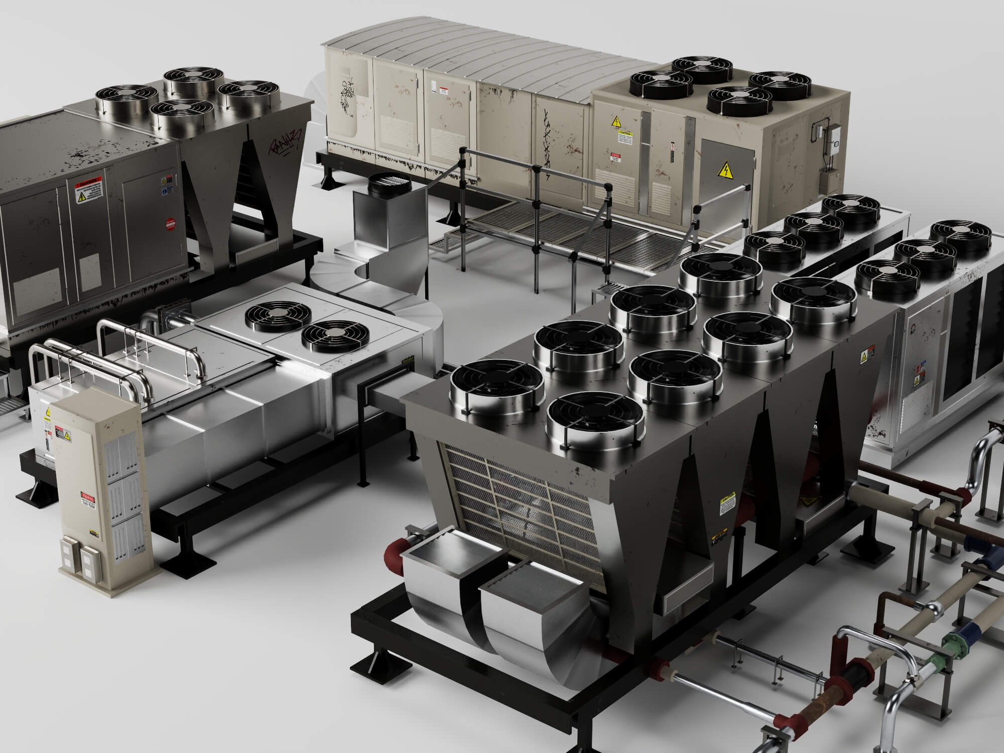 Industrial HVAC Equipment 3D Model Pack 3D Model