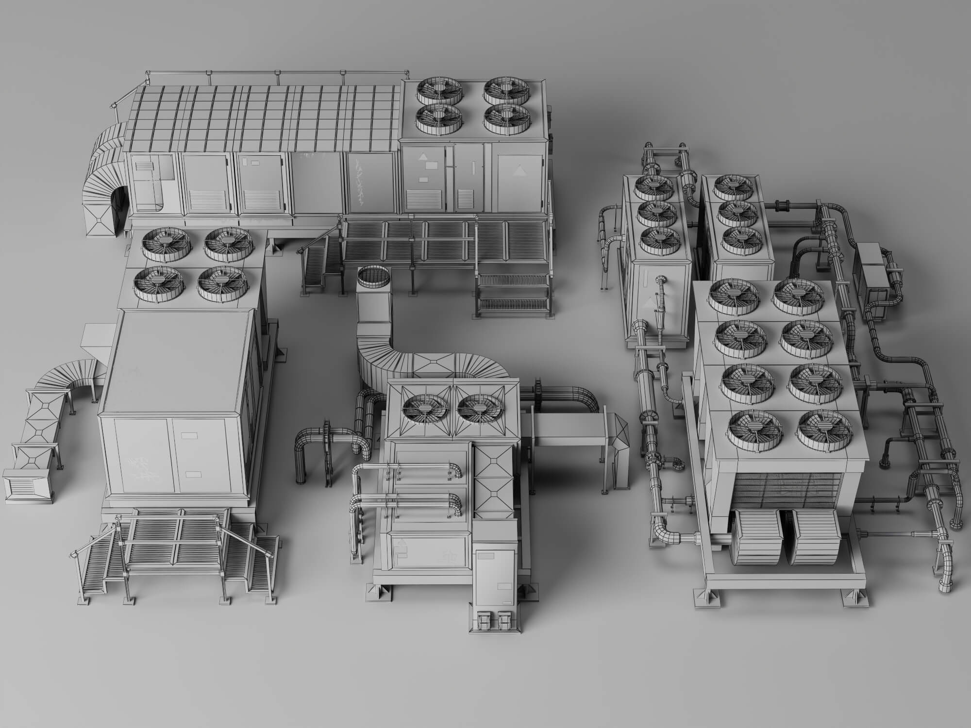 Industrial HVAC Equipment 3D Model Pack 3D Model