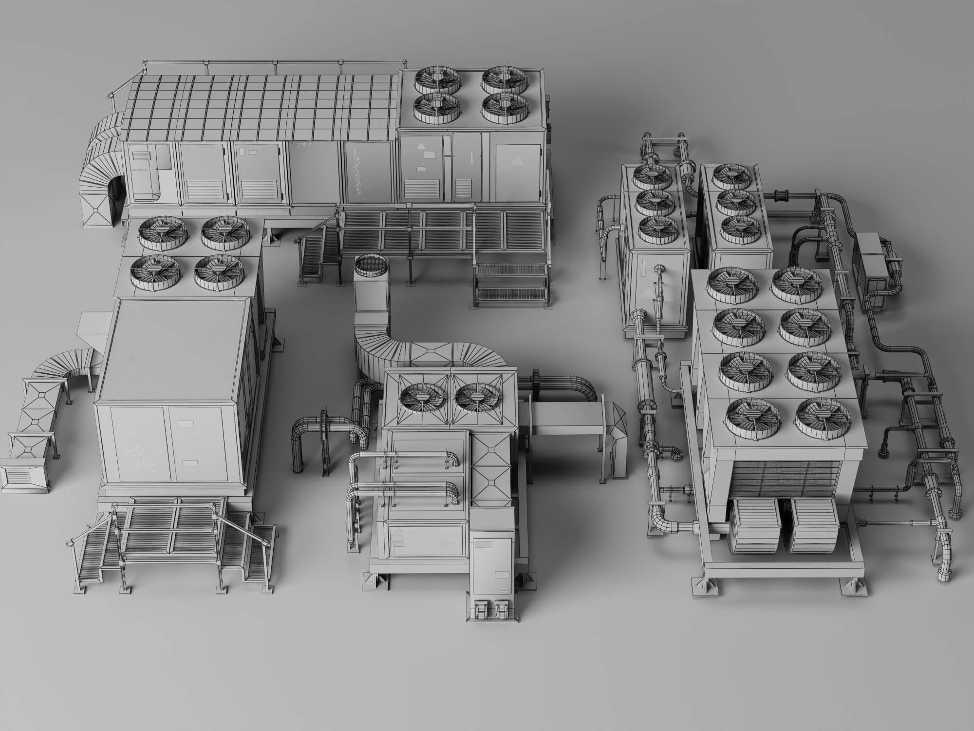 Industrial HVAC Equipment 3D Model Pack 3D Model