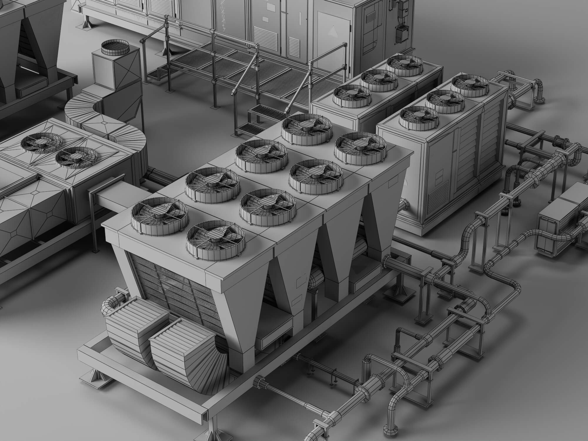 Industrial HVAC Equipment 3D Model Pack 3D Model