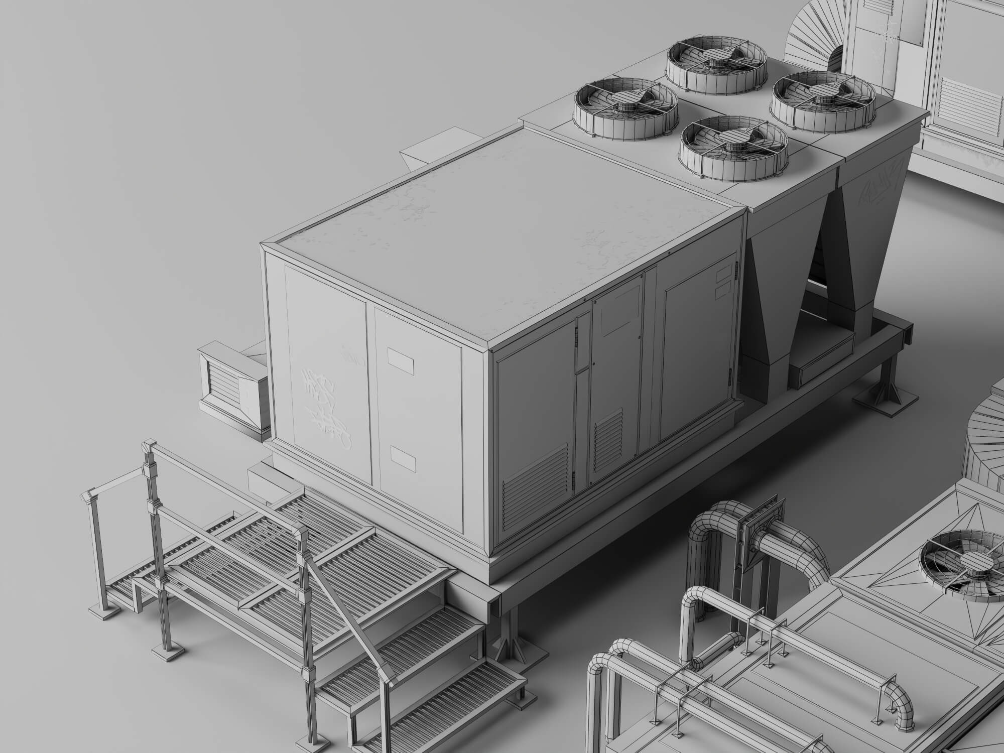 Industrial HVAC Equipment 3D Model Pack 3D Model