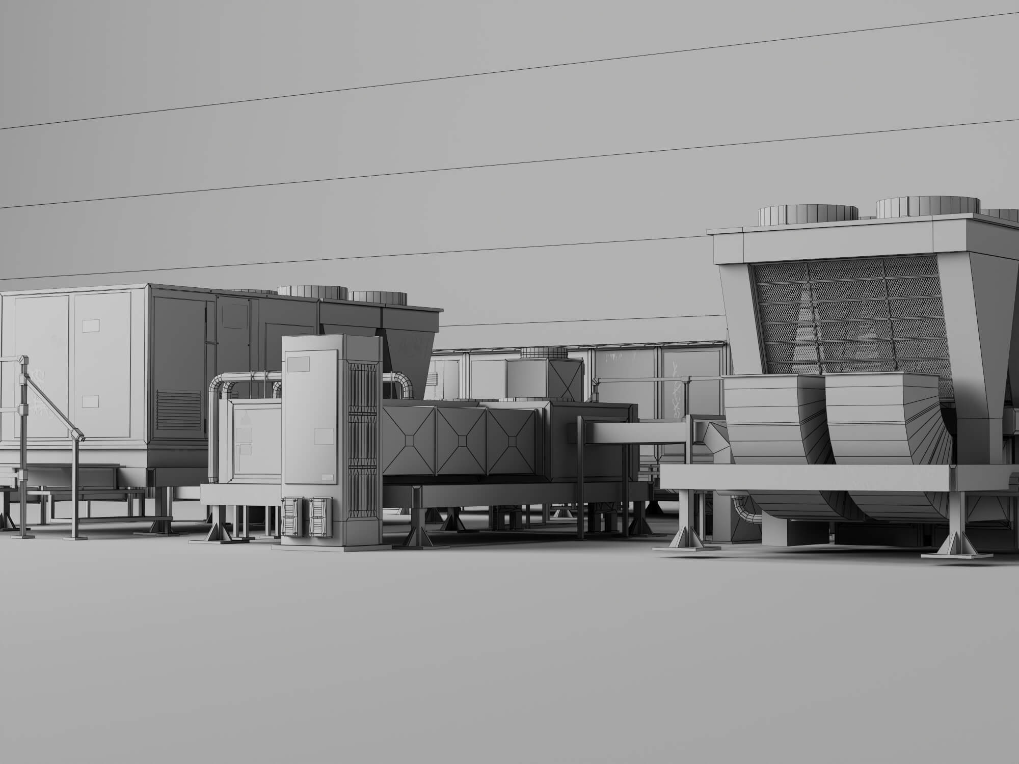Industrial HVAC Equipment 3D Model Pack 3D Model