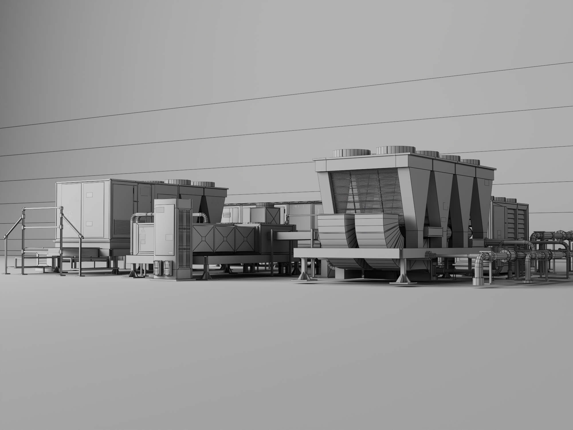 Industrial HVAC Equipment 3D Model Pack 3D Model