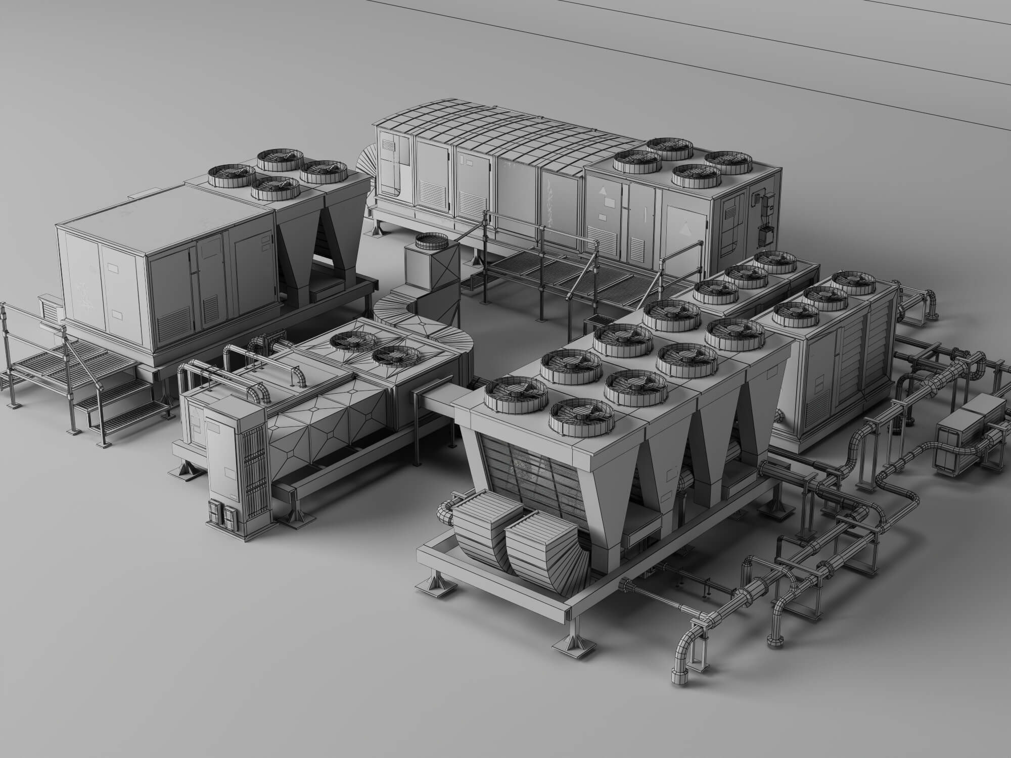 Industrial HVAC Equipment 3D Model Pack 3D Model