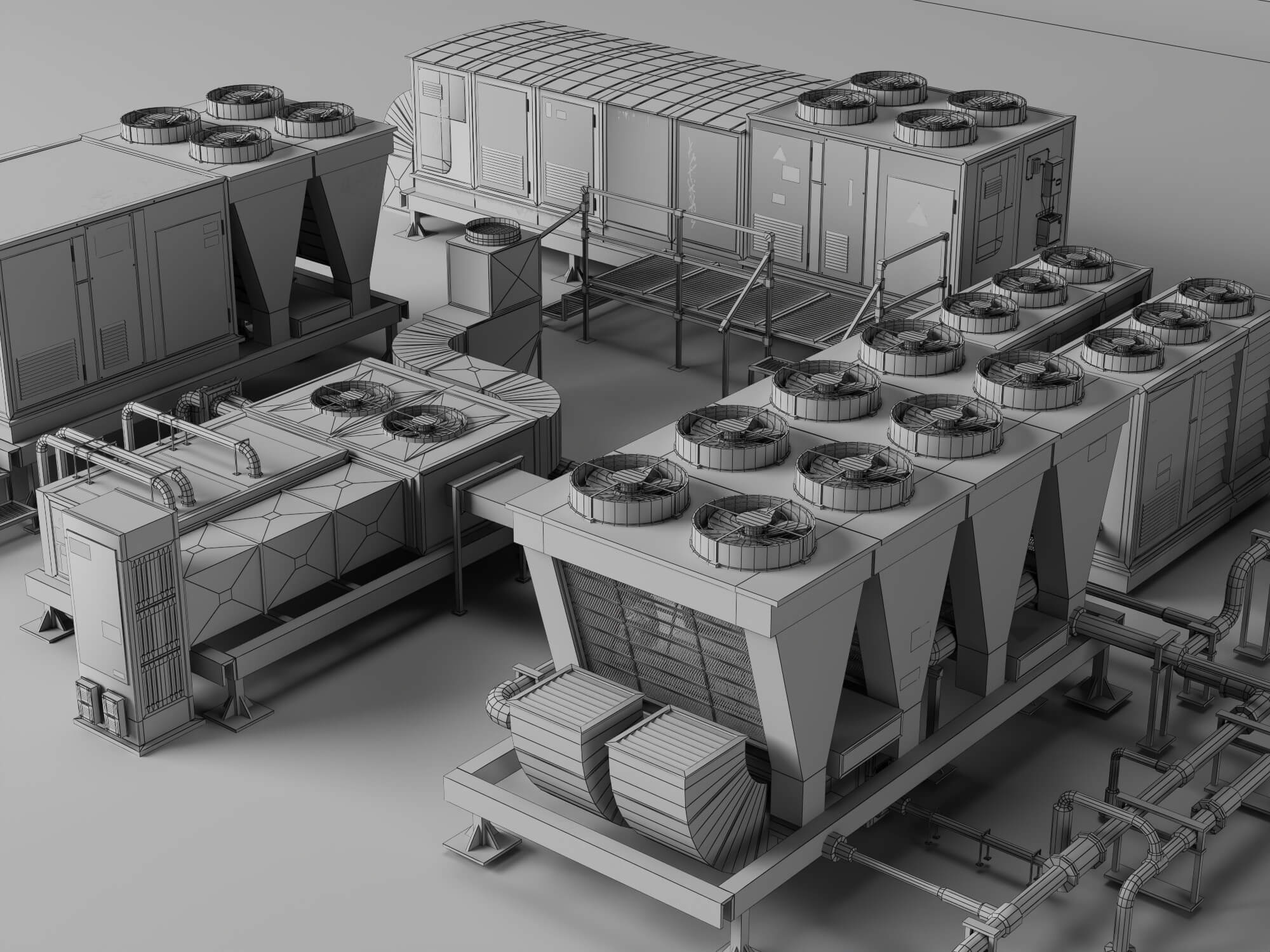 Industrial HVAC Equipment 3D Model Pack 3D Model