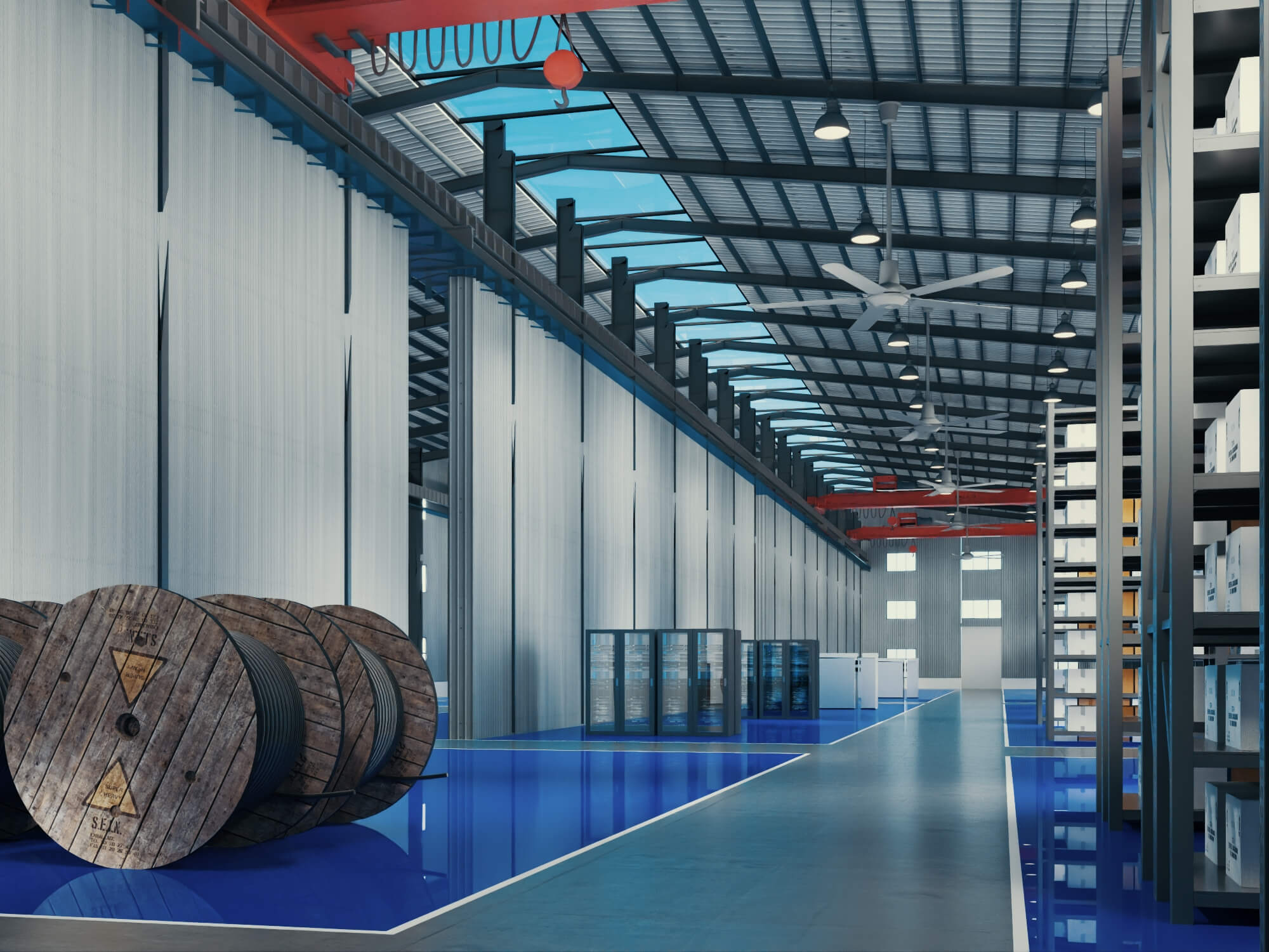 Industrial Warehouse Interior Scene 3D Model 3D Model