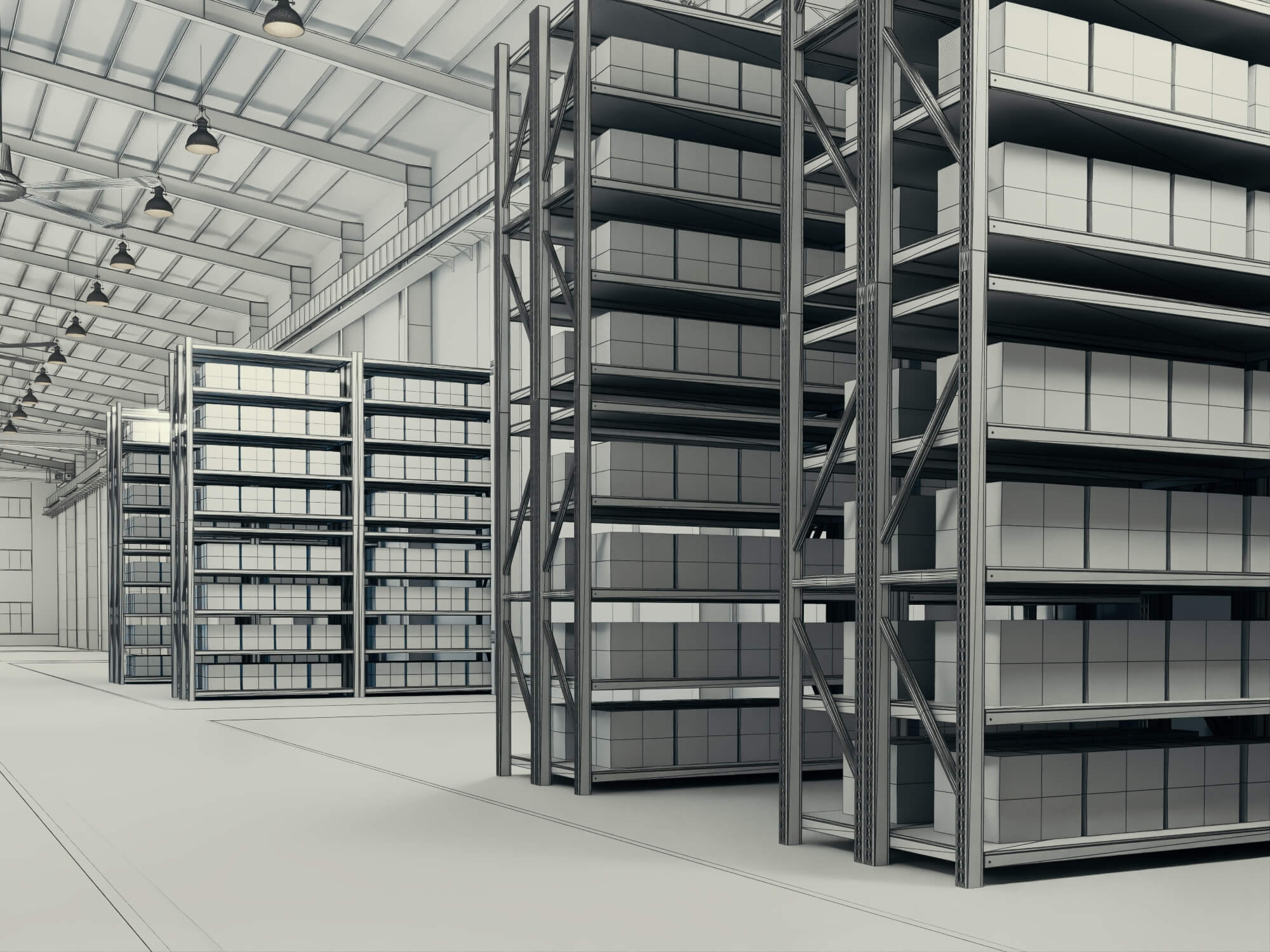 Industrial Warehouse Interior Scene 3D Model 3D Model