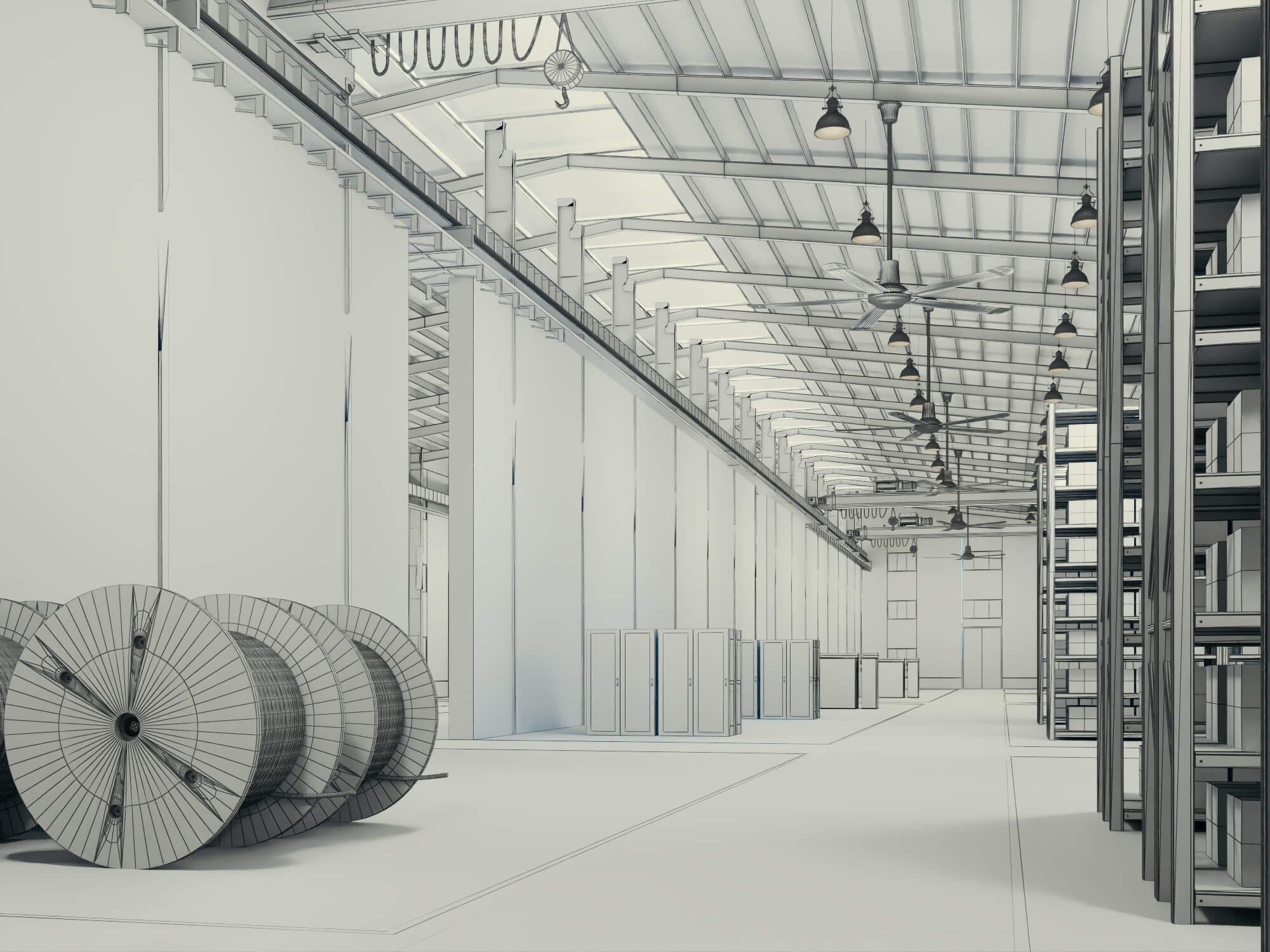Industrial Warehouse Interior Scene 3D Model 3D Model