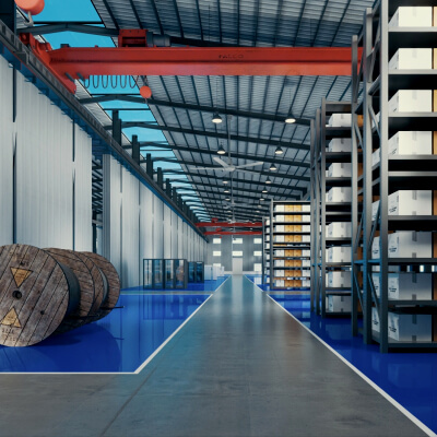 Industrial Warehouse Interior Scene 3D Model