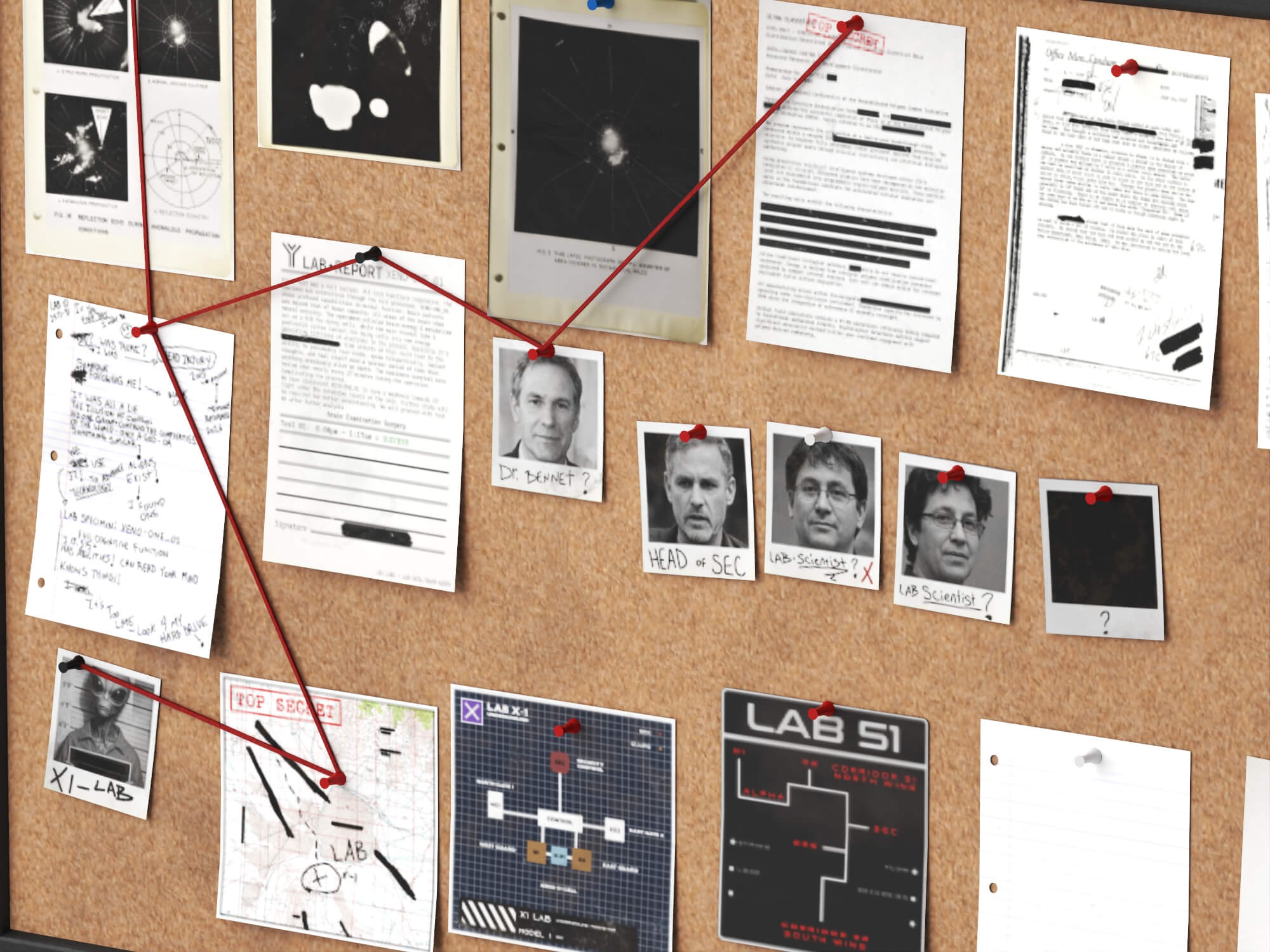 Investigation Cork Board 3D Model 3D Model