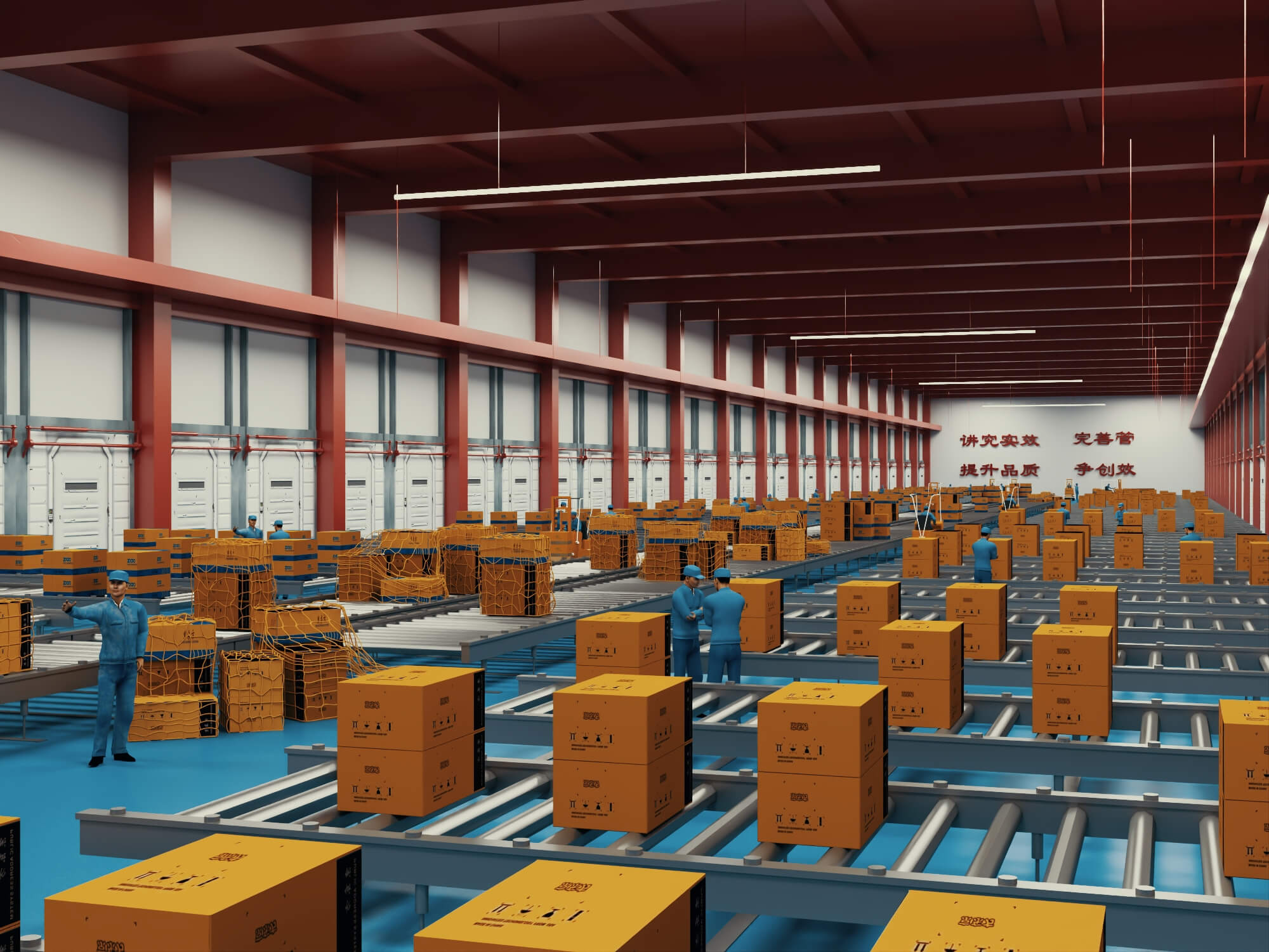 Logistics Warehouse Working Scene 3d Model 3D Model