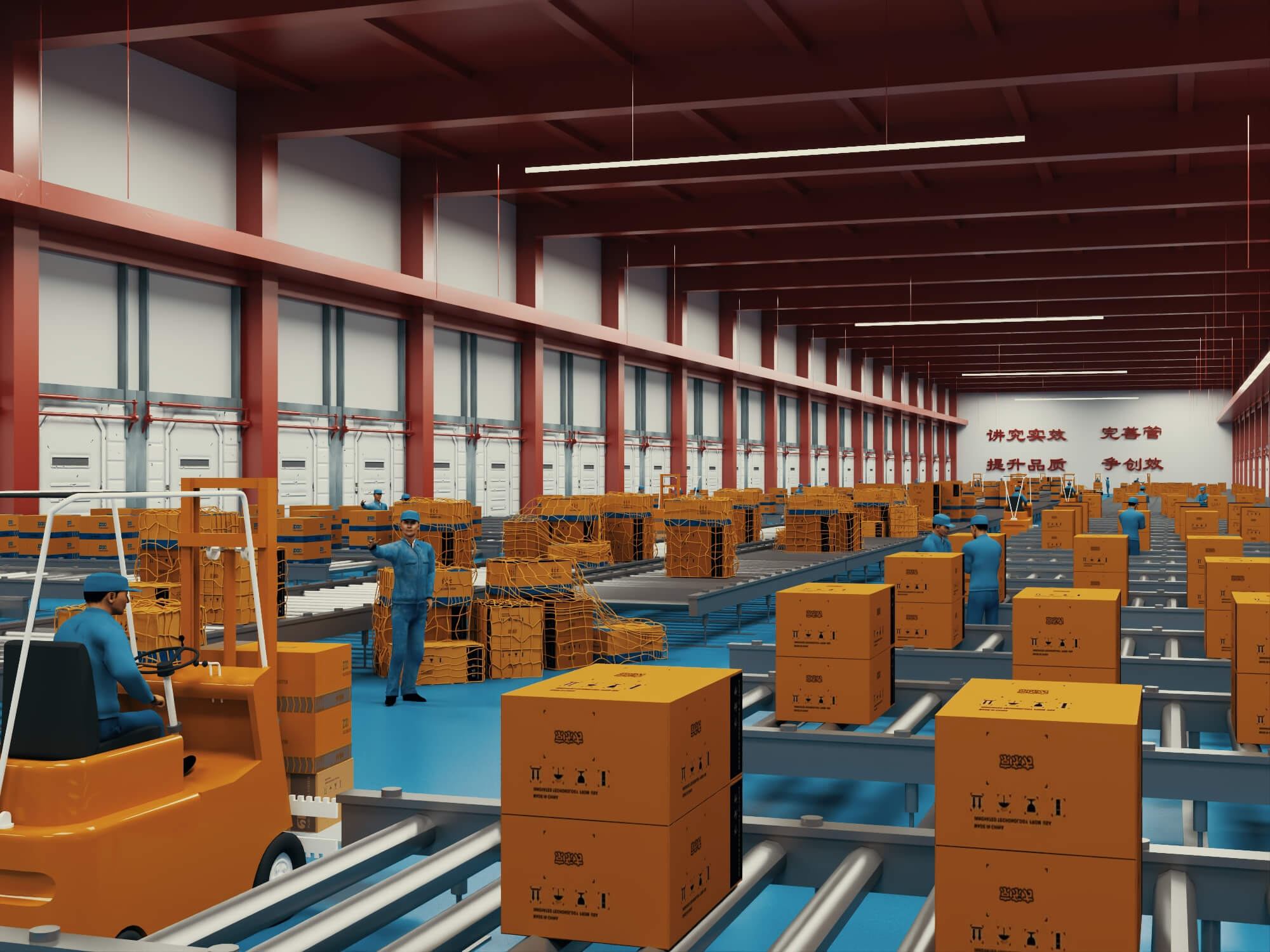 Logistics Warehouse Working Scene 3d Model 3D Model
